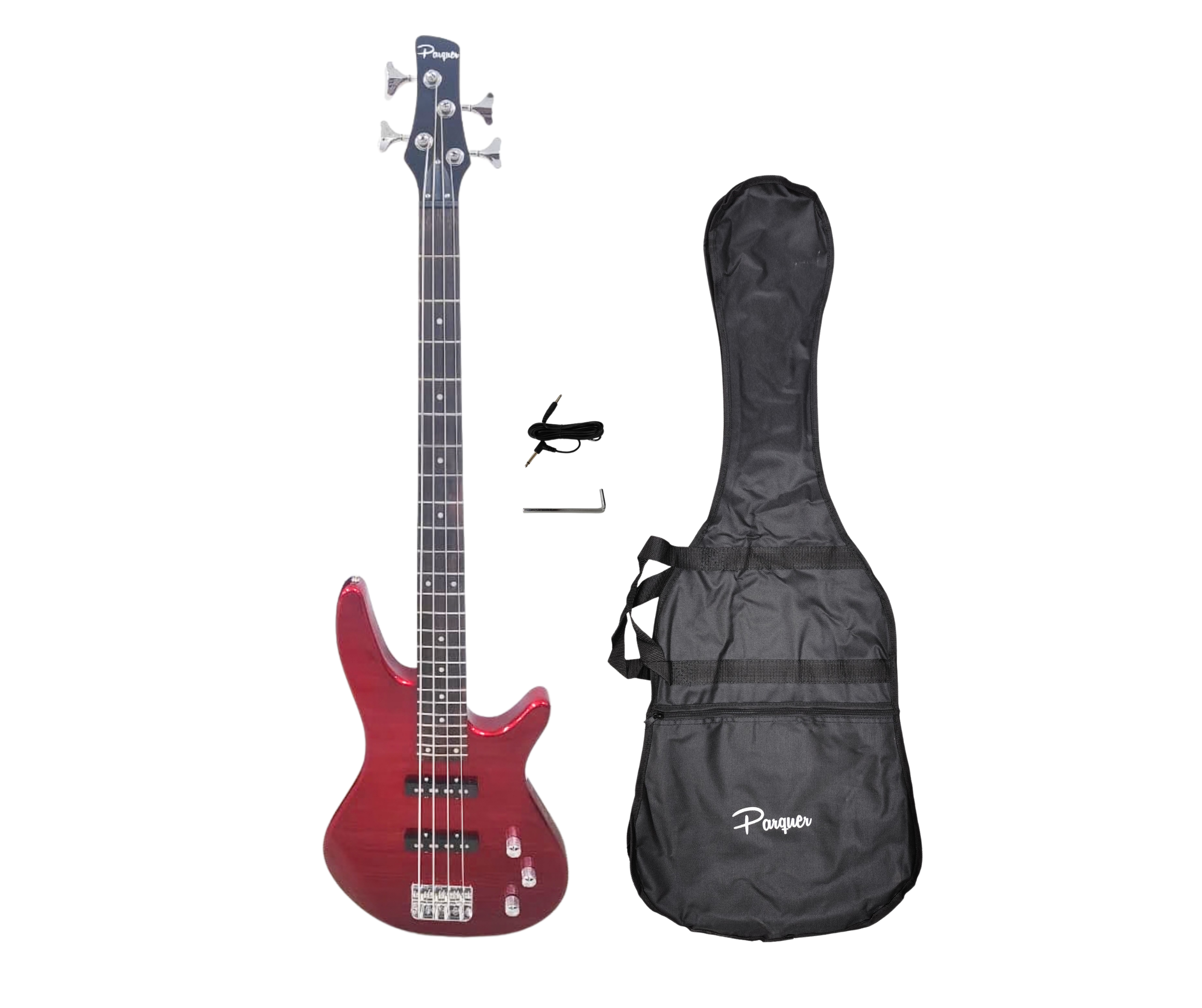 Bajo ElectRico Parquer Jazz Bass Rojo con Funda
