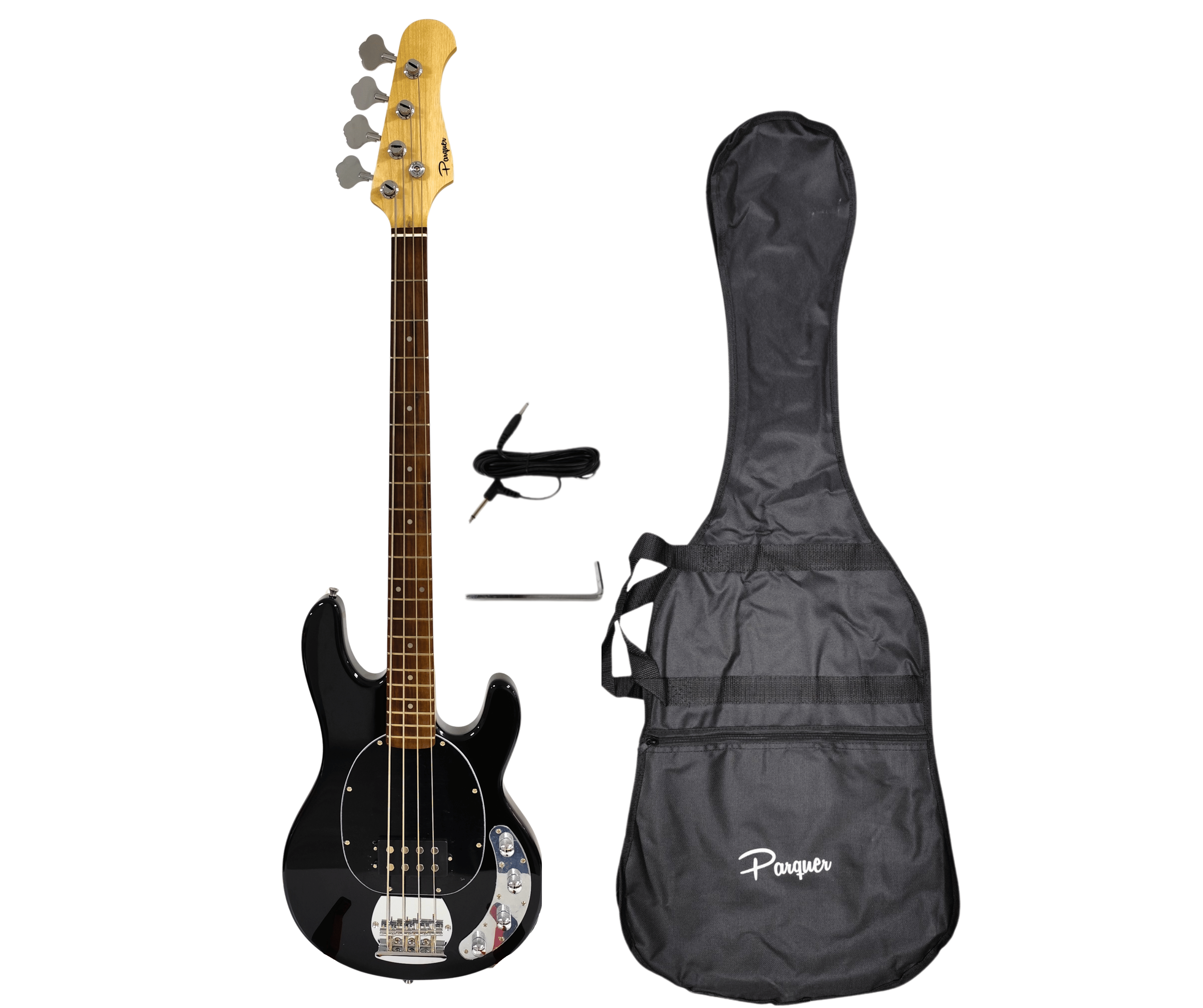 Bajo ElectRico Activo Parquer Tipo Musicman Negro con Funda