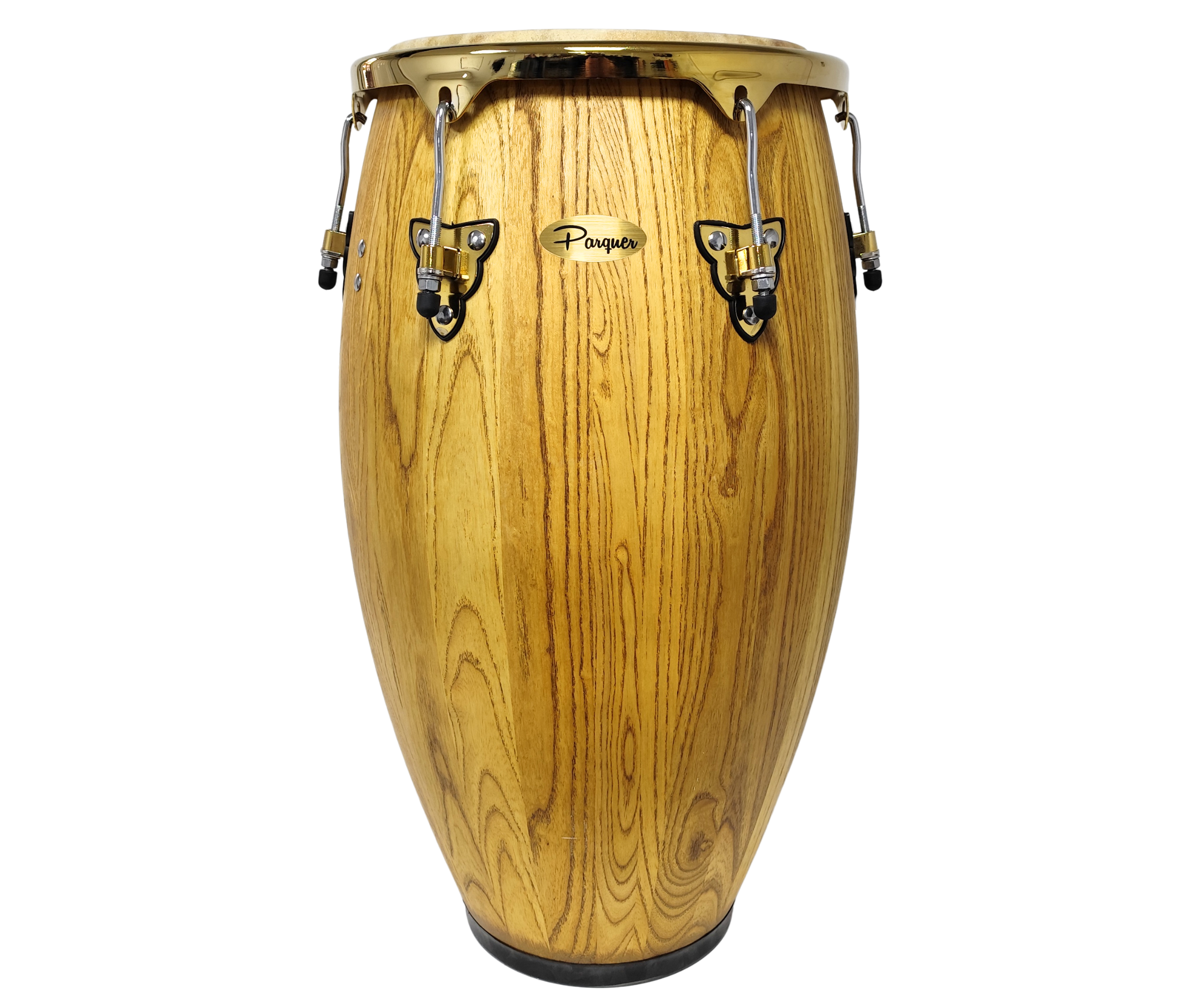 Conga Tumbadora Parquer Majestic 12 1/2 Cuero Herraje Dorado - Imagen 2