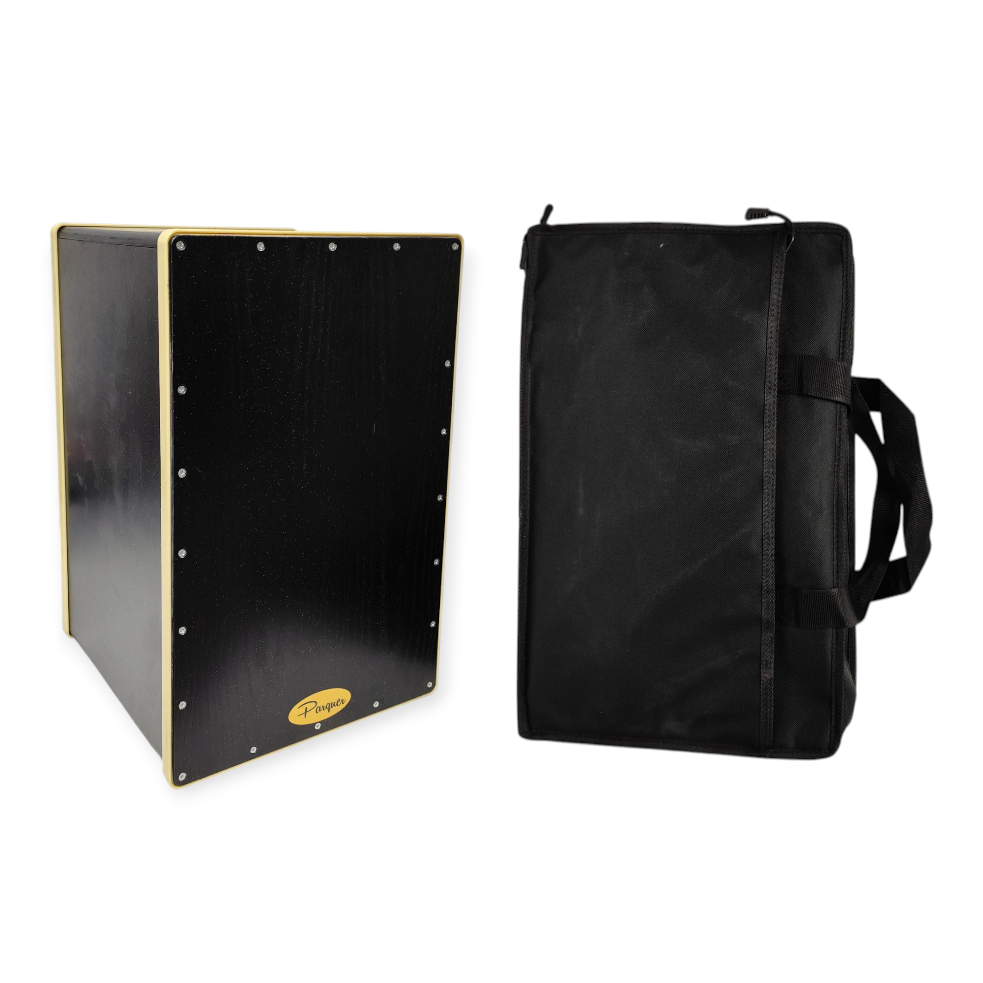 Cajón Flamenco Doble Bordona Desmontable Color Negro Parquer con Funda