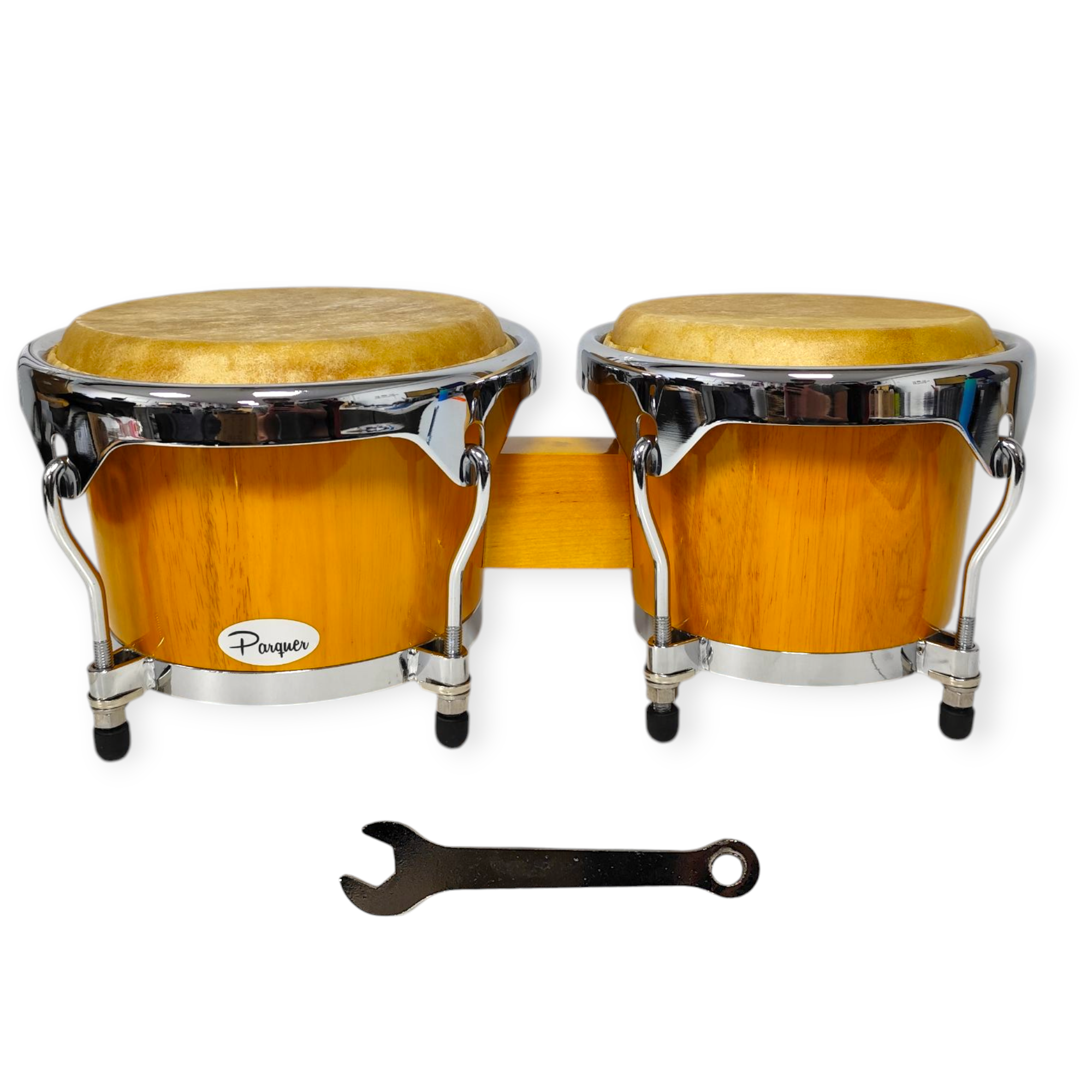Bongo Madera Parquer Rumba 7 y 8.5 Parche Piel Herraje Metal