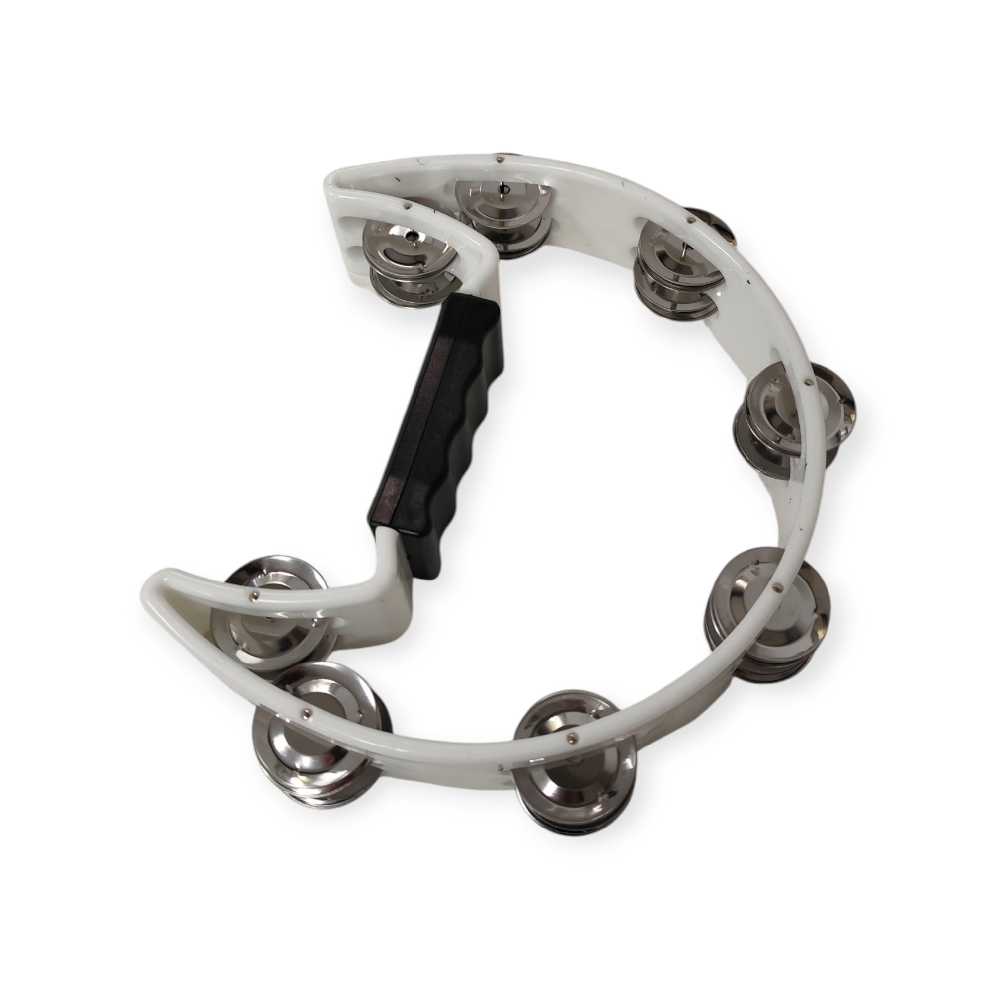 Pandereta Medialuna Parquer Simple 16 Sonajas Blanco