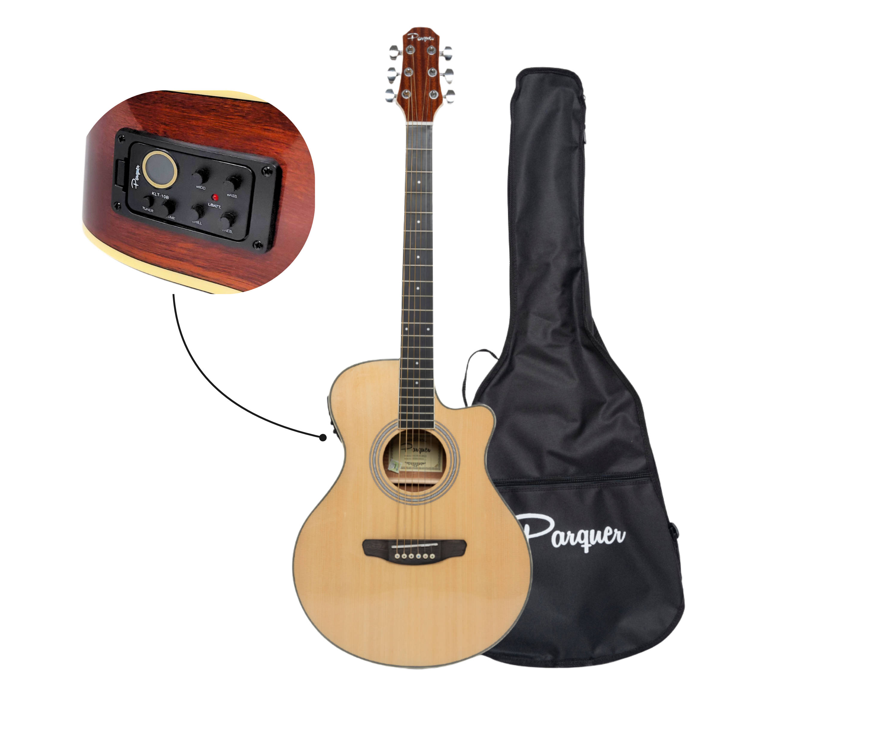 Guitarra Electroacústica Parquer Master Media Caja con Corte - Imagen 4