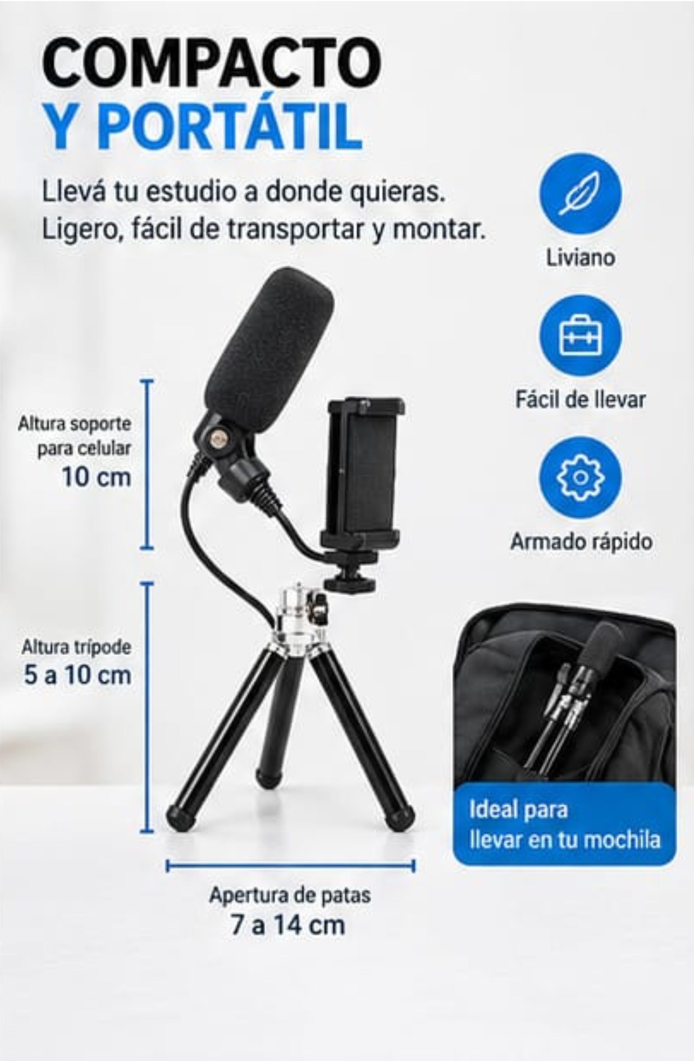 Micrófono Boom Hügel Dinámico Cámara Pc Stereo Soporte - Imagen 6