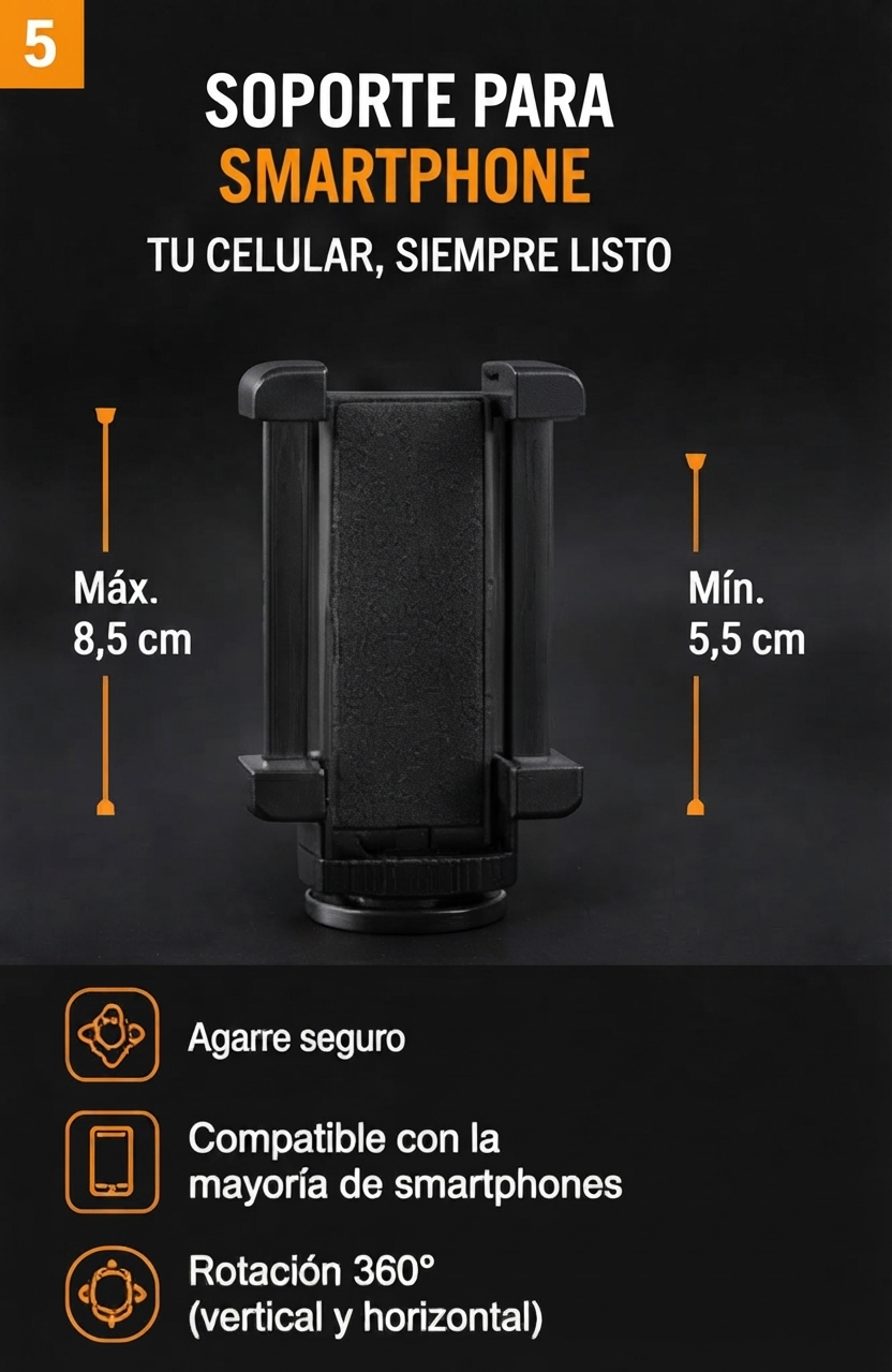 Kit Streaming Hügel Micrófono Luz Led Soporte Celular - Imagen 6