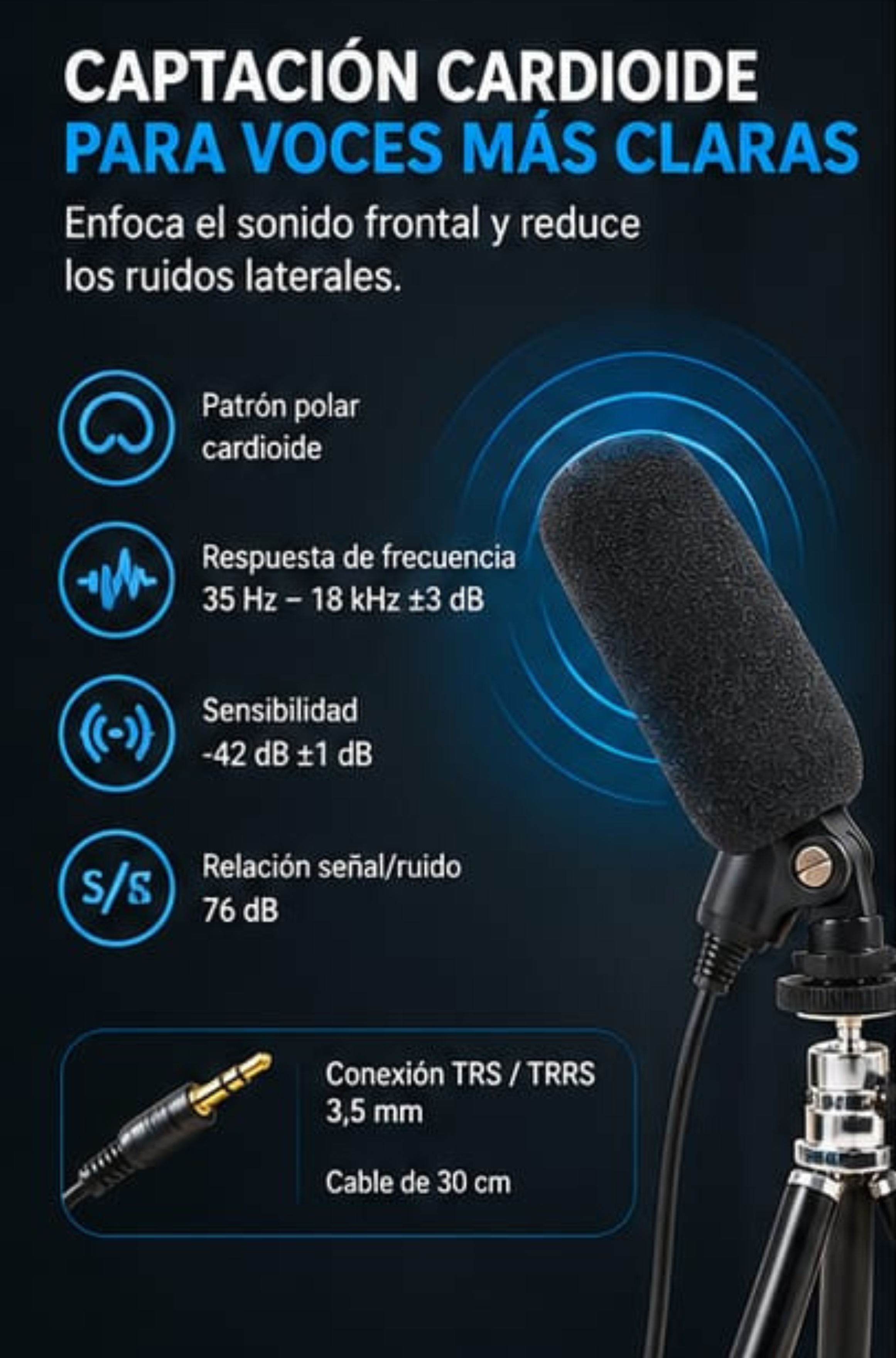 Micrófono Boom Hügel Dinámico Cámara Pc Stereo Soporte - Imagen 5