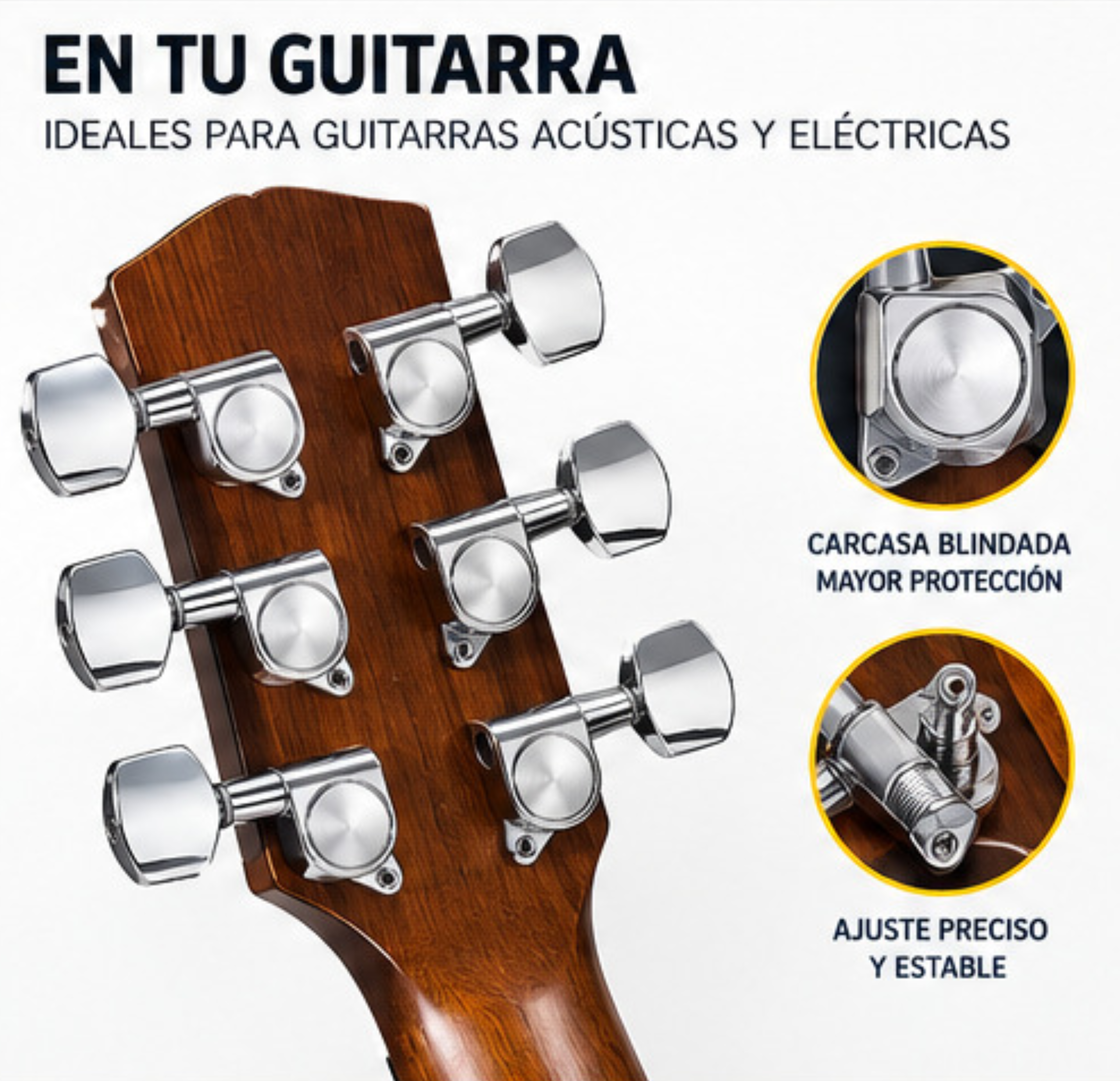 Juego de Clavijas Guitarra Eléctrica / Acustica Marca Alice - Imagen 3