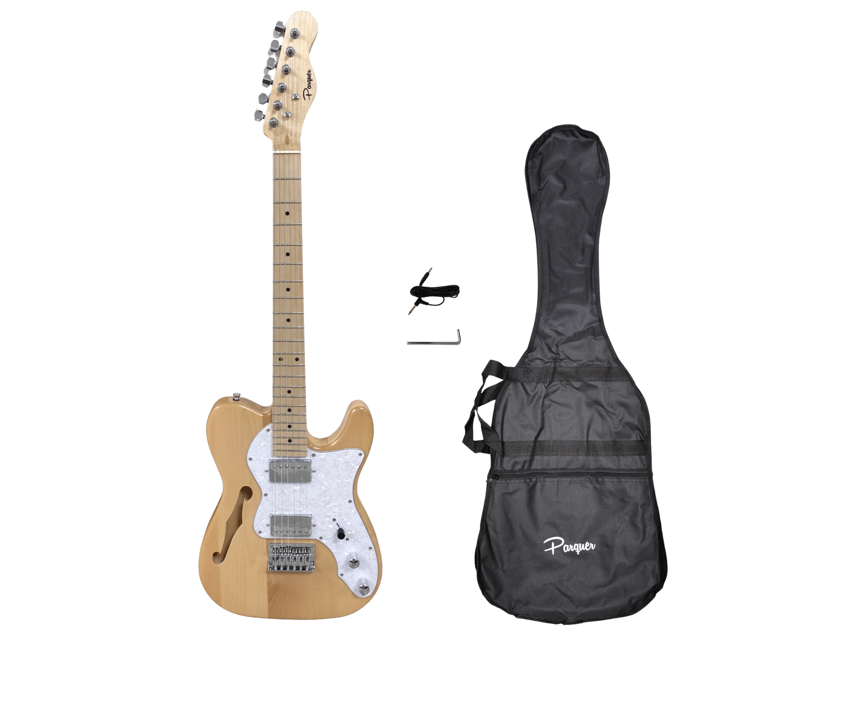 Guitarra Eléctrica Telecaster Thinline Parquer Natural con Funda