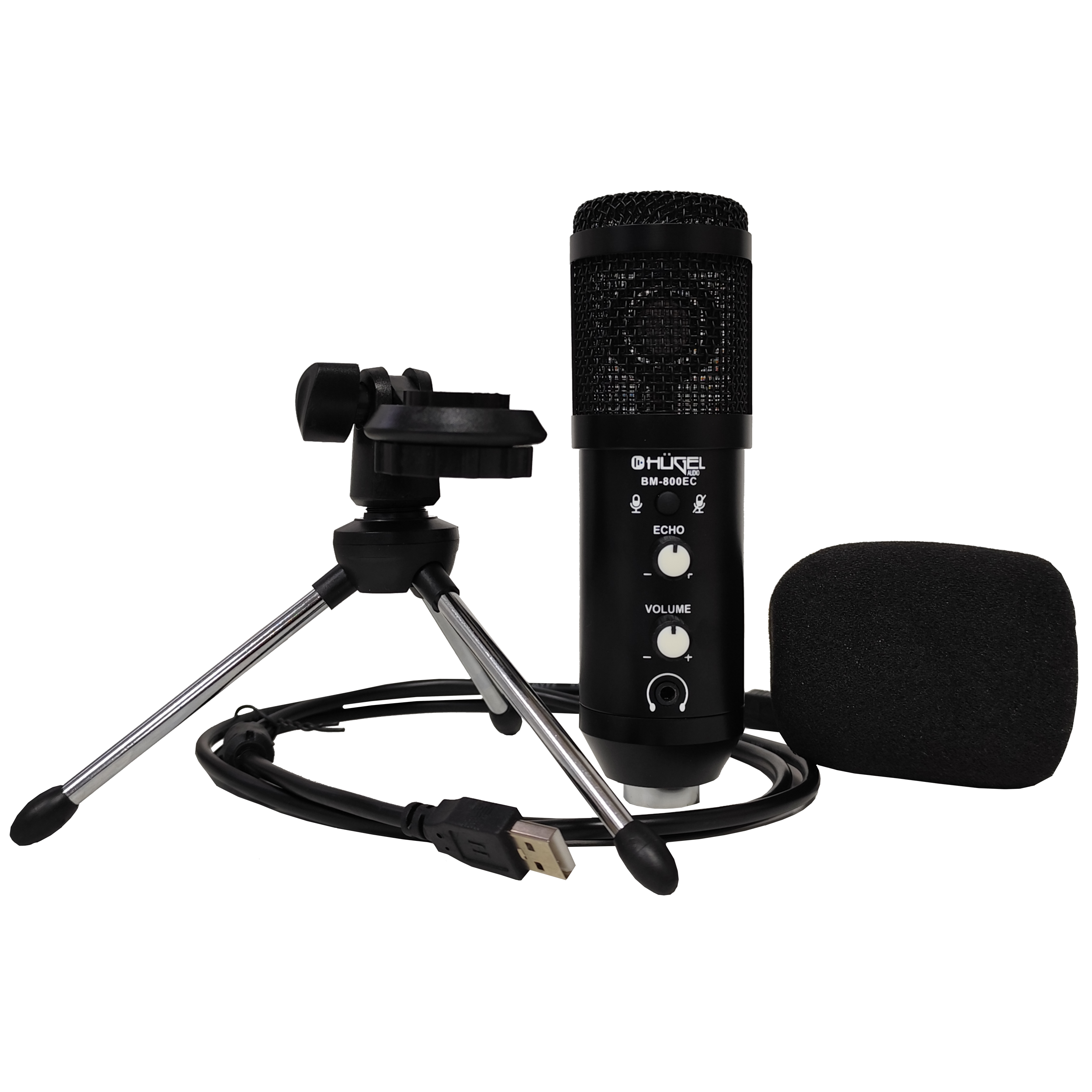 Kit Micrófono Condenser Hügel Grabación USB Soporte Trípode Antipop