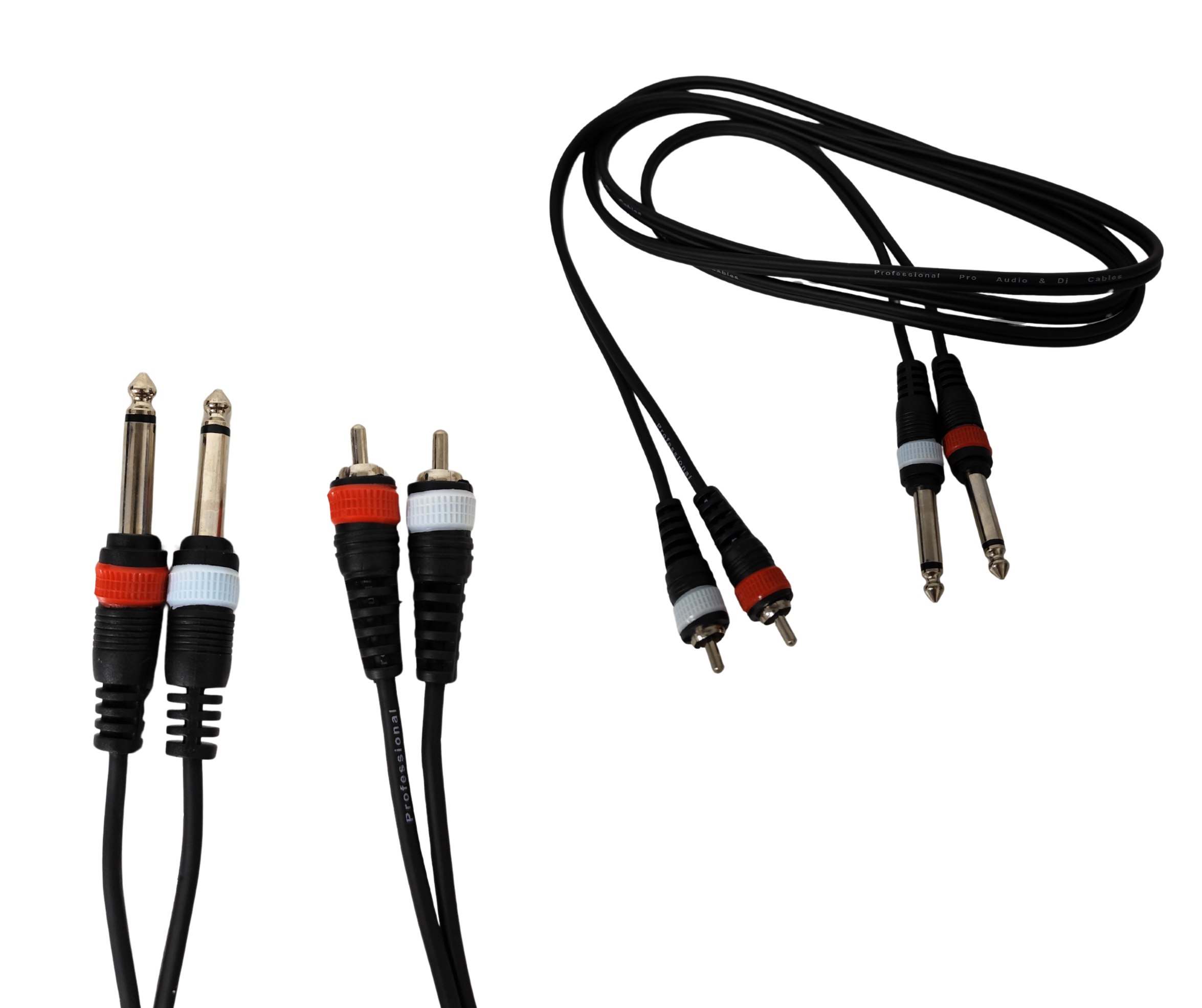 Cable Profesional Rca a 2 Plug Mono Pro Audio 1,8 Mts Negro