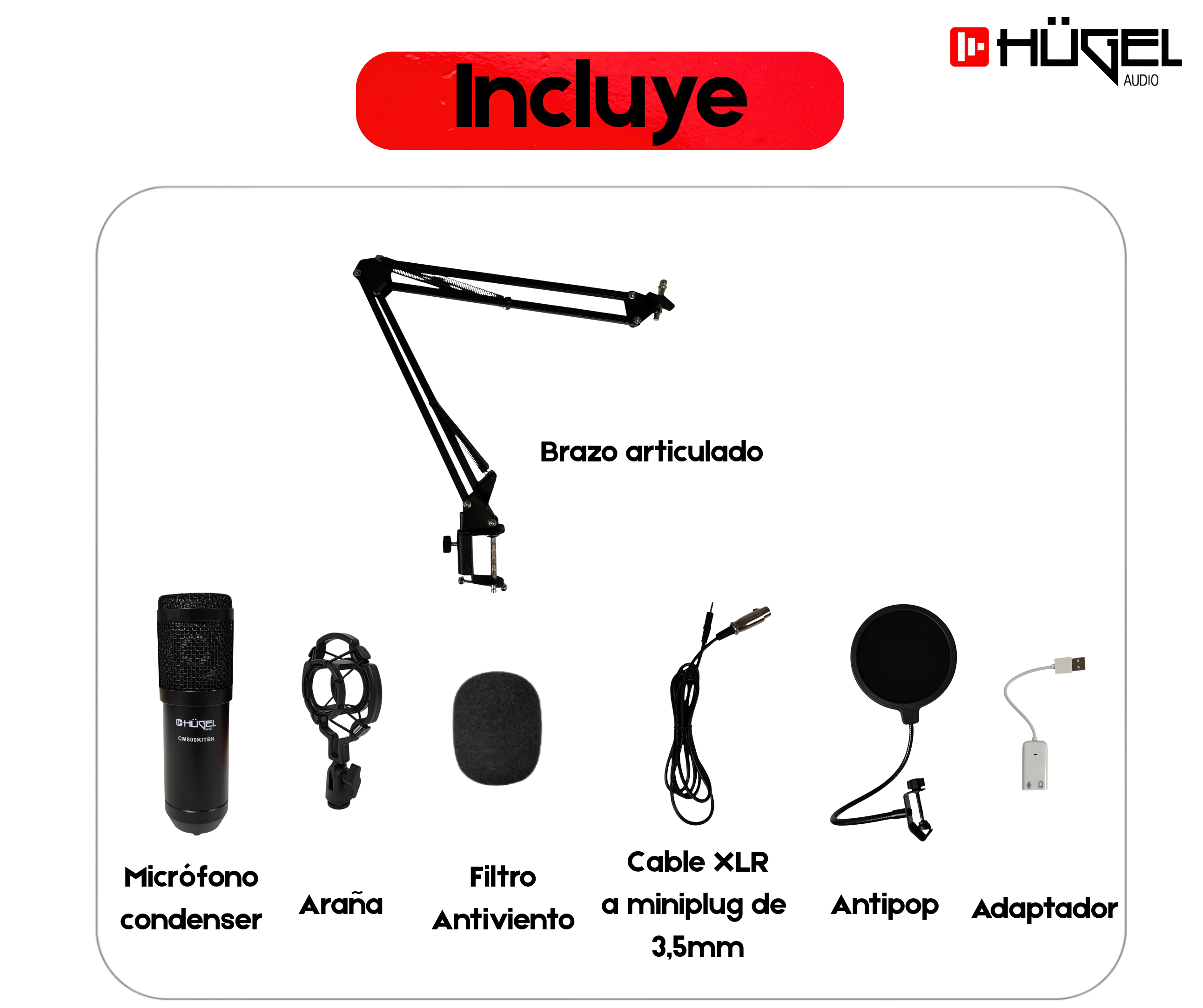Micrófono Hügel Cm800 Kit Condensador Cardioide Negro - Imagen 3