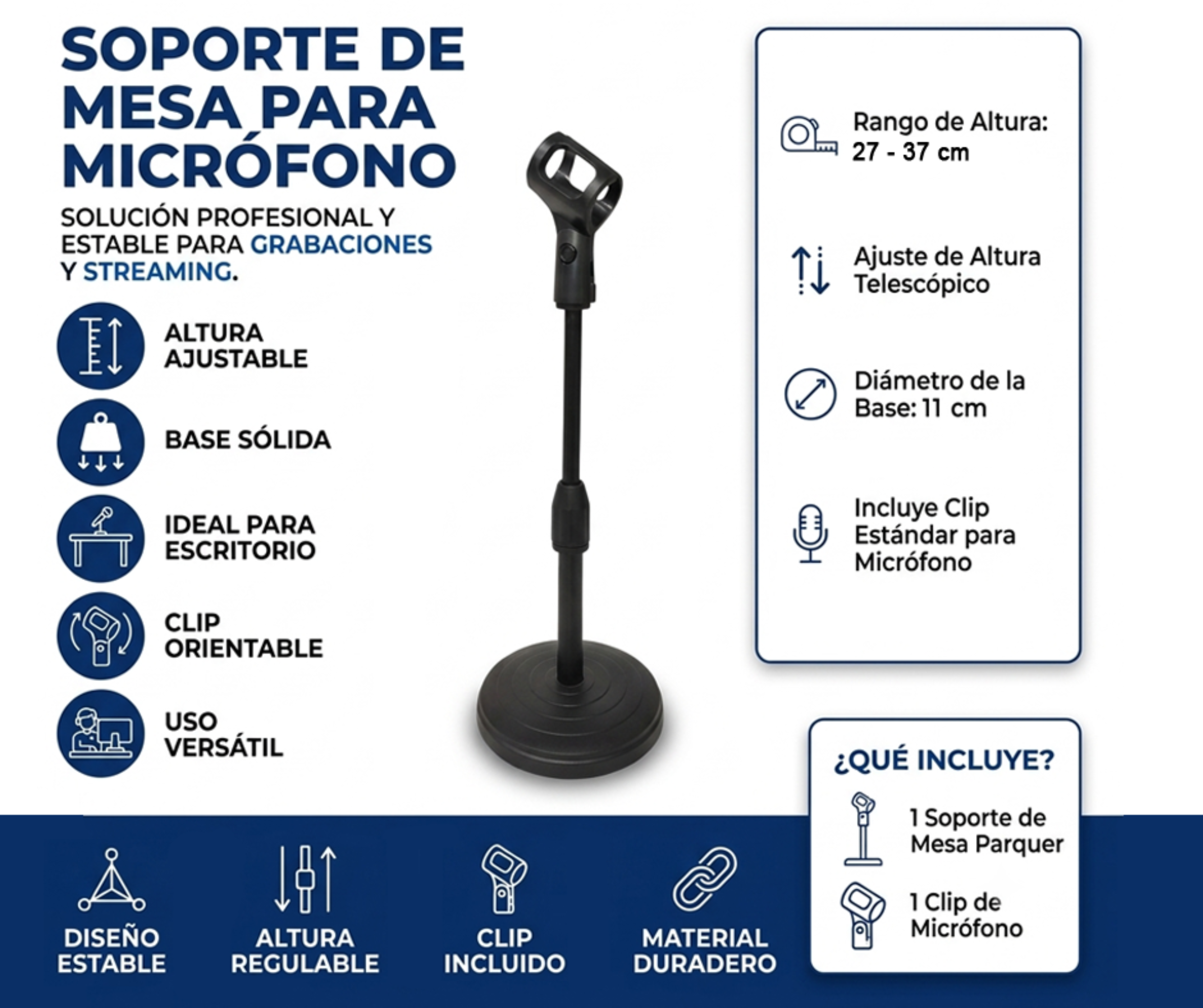 Soporte Pie Micrófono Hügel Mesa Dp32 Regulable - Imagen 3