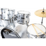 Bateria Acústica Parquer 5 Cuerpos Plateada Platillo Soporte - Imagen 6