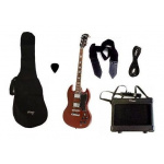 Combo Guitarra Eléctrica Parquer Sg Marrón Amplificador 5w