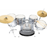 Bateria Acústica Parquer 5 Cuerpos Plateada Platillo Soporte - Imagen 3