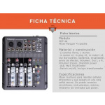 Mixer Consola 4 Canales Parquer USB Efectos MP3 Phantom - Imagen 2
