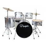 Bateria Acústica Parquer 5 Cuerpos Plateada Platillo Soporte