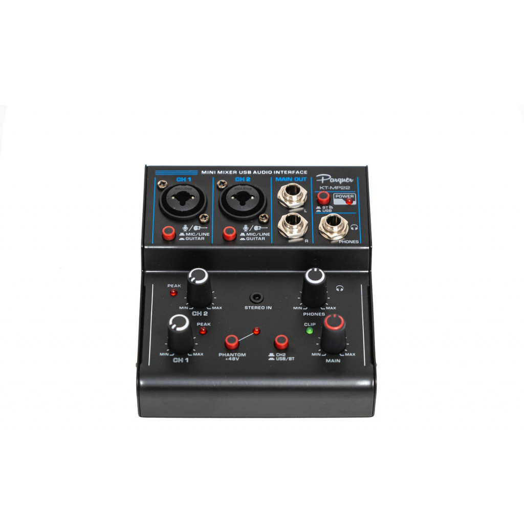Consola Mixer Interfaz Parquer 3 Canales Grabación Phantom Music Shaker