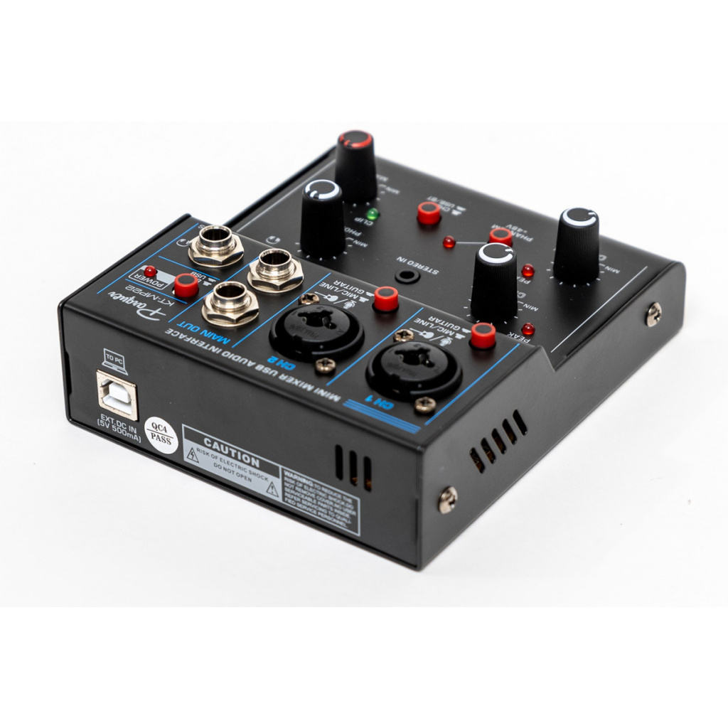 Consola Mixer Interfaz Parquer 3 Canales Grabación Phantom Music Shaker