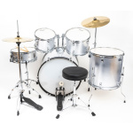 Bateria Acústica Parquer 5 Cuerpos Plateada Platillo Soporte - Imagen 5