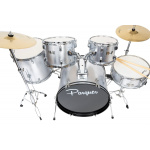 Bateria Acústica Parquer 5 Cuerpos Plateada Platillo Soporte - Imagen 2