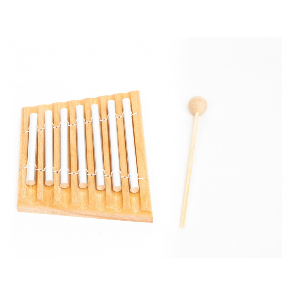 Tubos Chimes Energeticos Parquer 7 Tonos Campana Base Madera Music Shaker