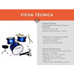 Batería Niños Infantil Parquer Negra, Pedal, Banqueta, Plato - Imagen 2