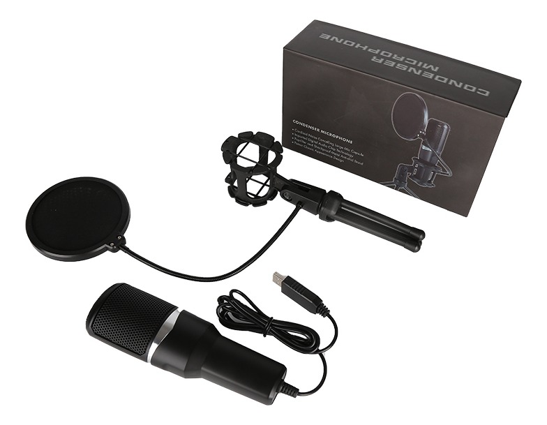 Microfono Usb Rgb Condensador C/soporte Hugel Mc380 - Music Shaker