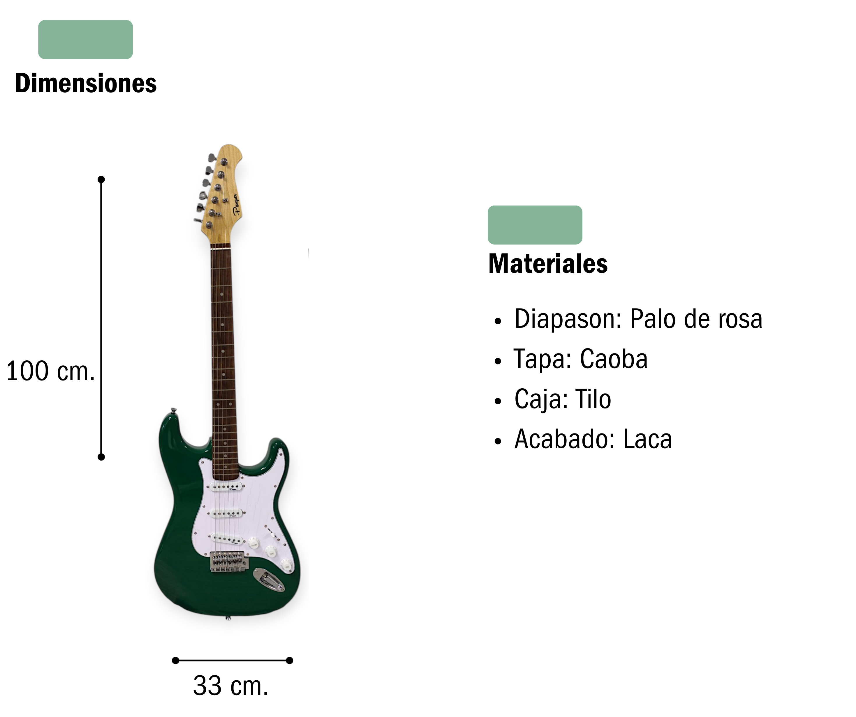 Guitarra Eléctrica Stratocaster Parquer Verde Con Funda - Imagen 3