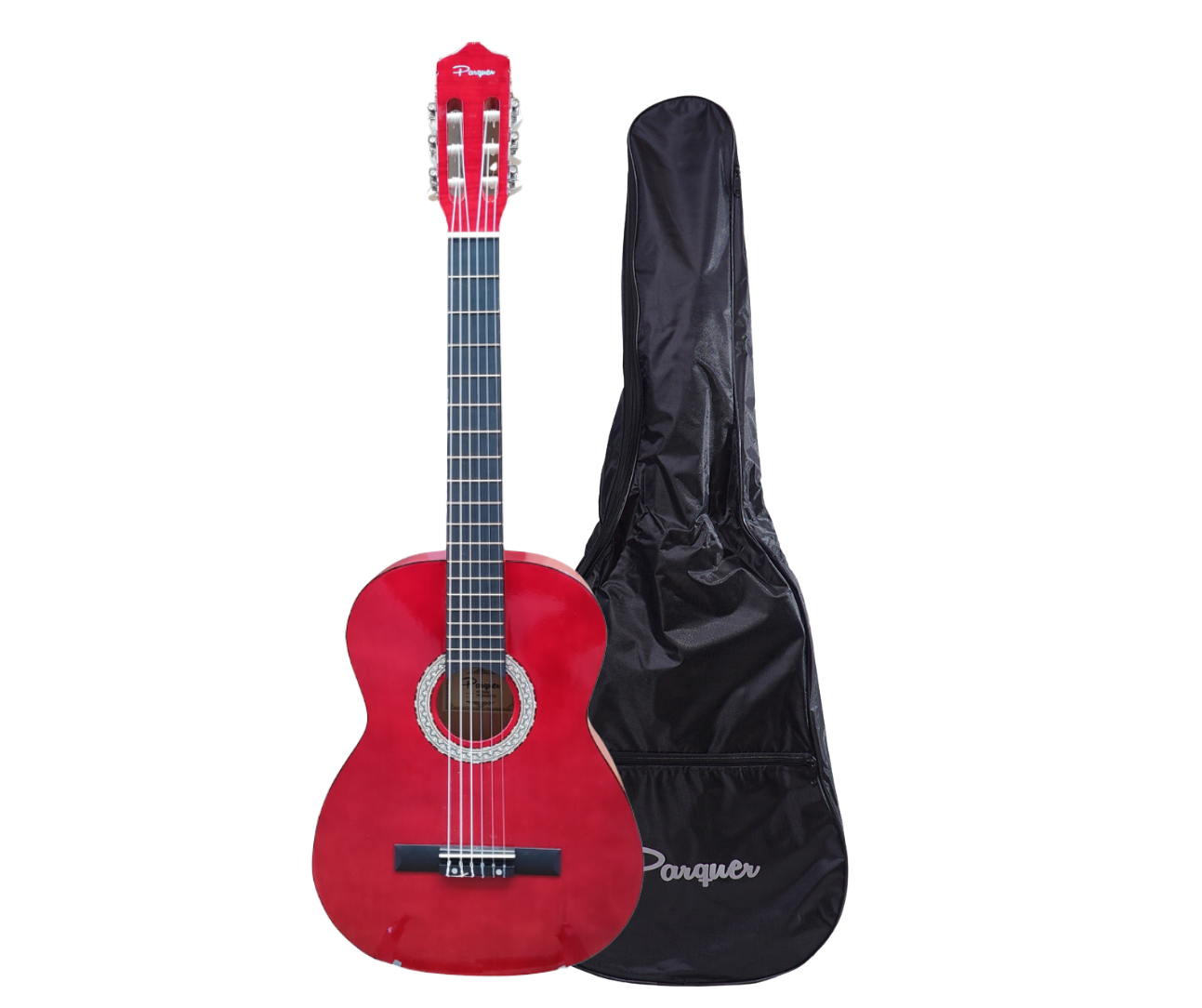 Guitarra Clásica Criolla Parquer Roja Funda Púa Oferta