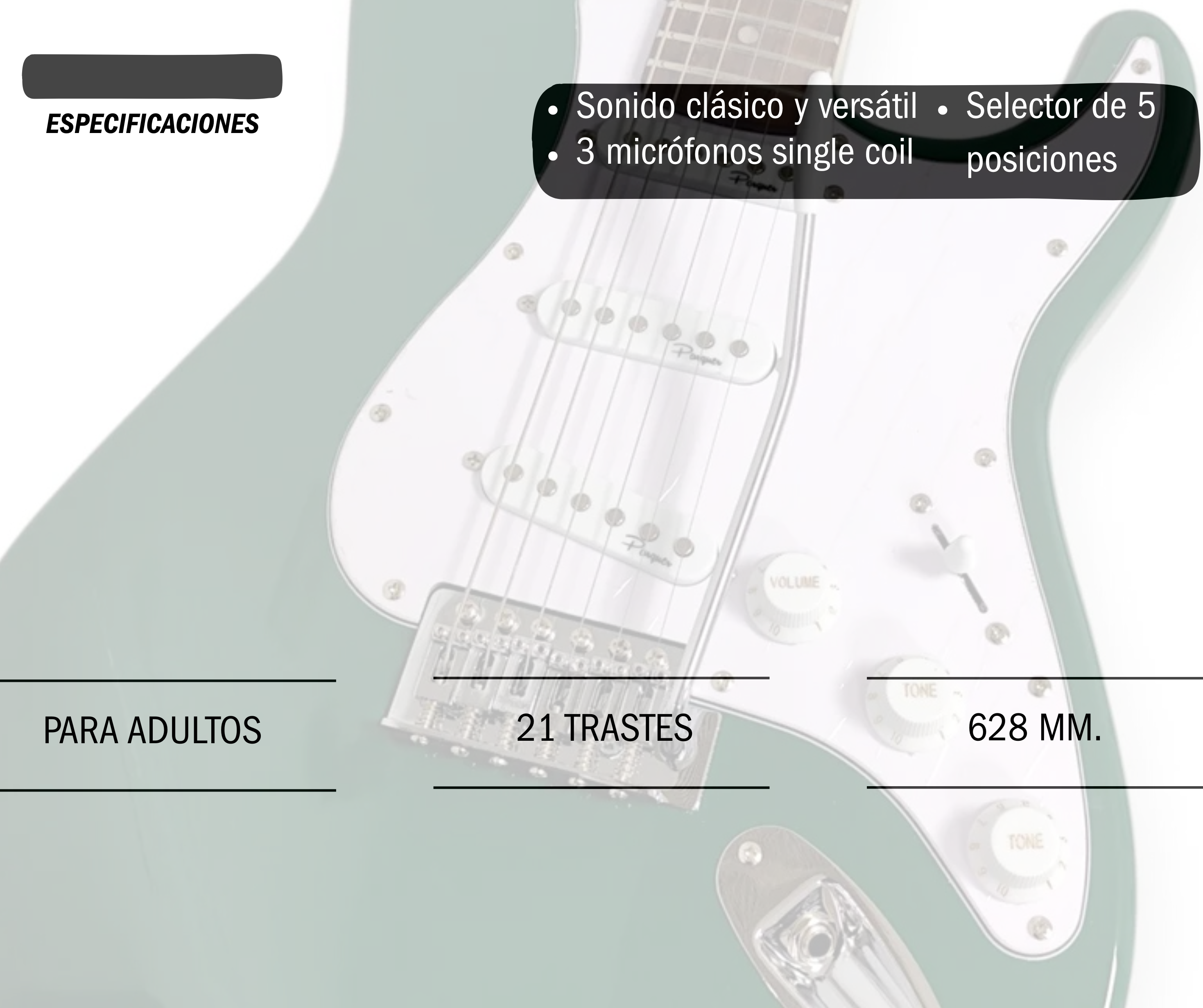 Guitarra Eléctrica Stratocaster Parquer Verde Con Funda - Imagen 4