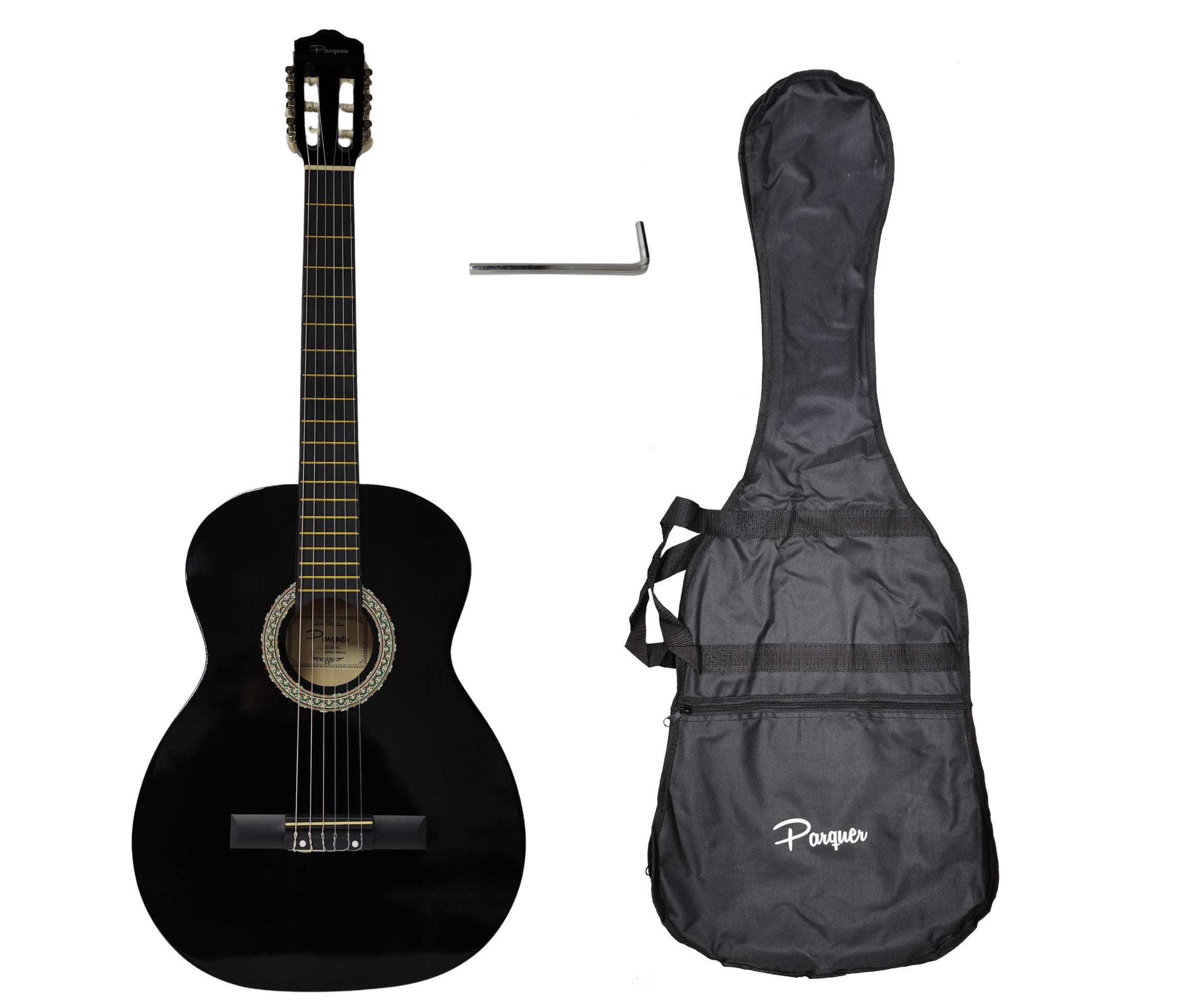 Guitarra Criolla Clásica Parquer 39" Negra con Funda