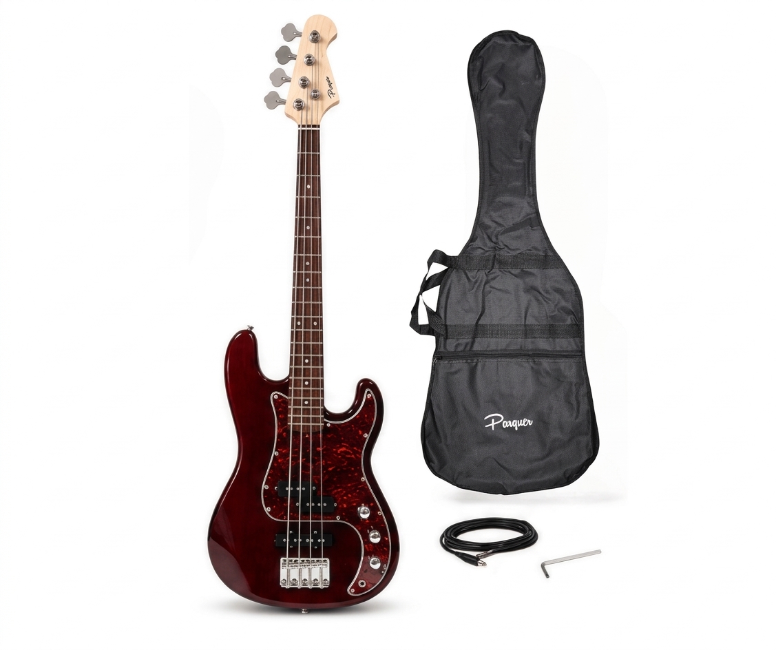 Bajo ElectRico Parquer Jazz Bass Precision Bordo con Funda