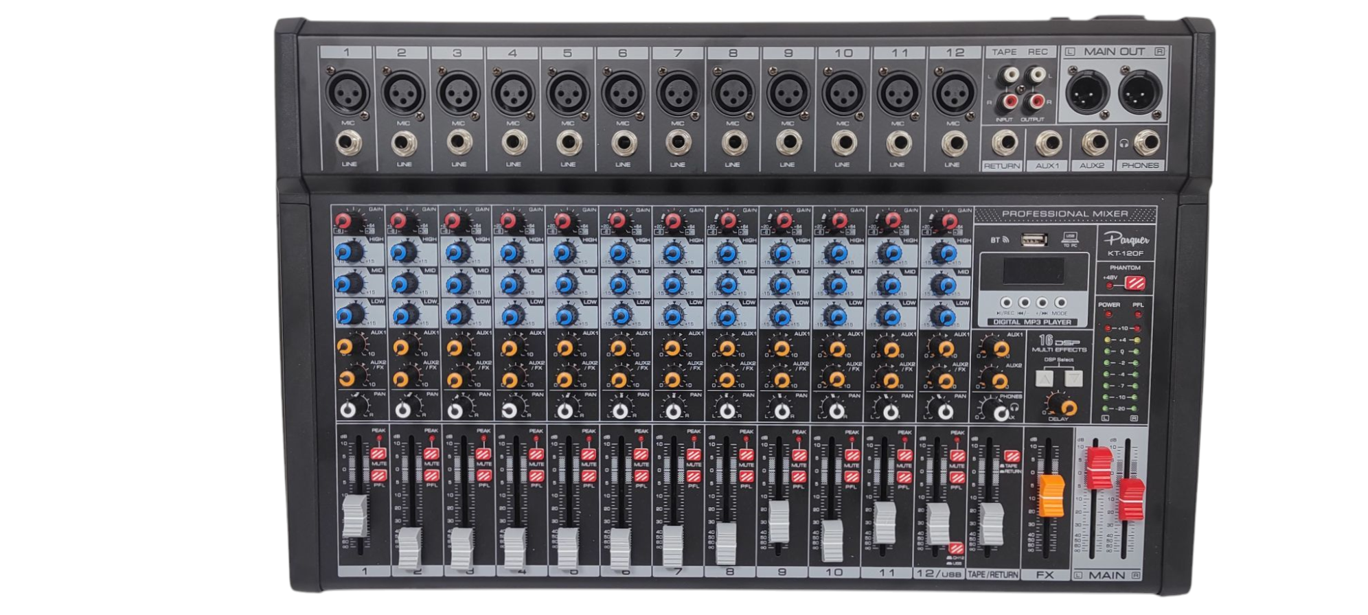 Consola Mixer Parquer 12 Canales Efectos USB Pc