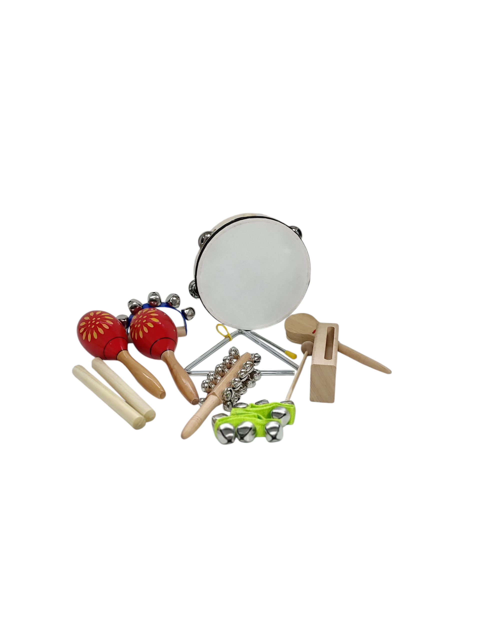 Set Percusión Infantil Parquer Tz9h Maracas Pandeiro