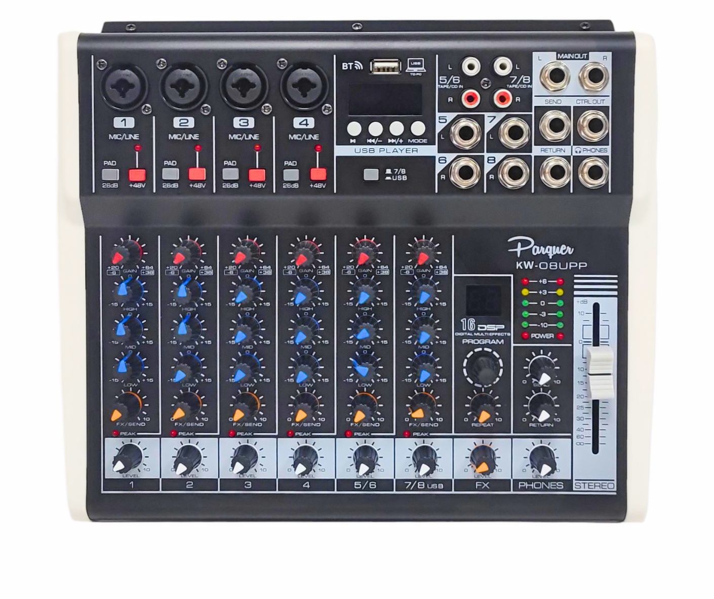 Consola Mixer Potenciado Parquer 8 Canales 125w Por Lado