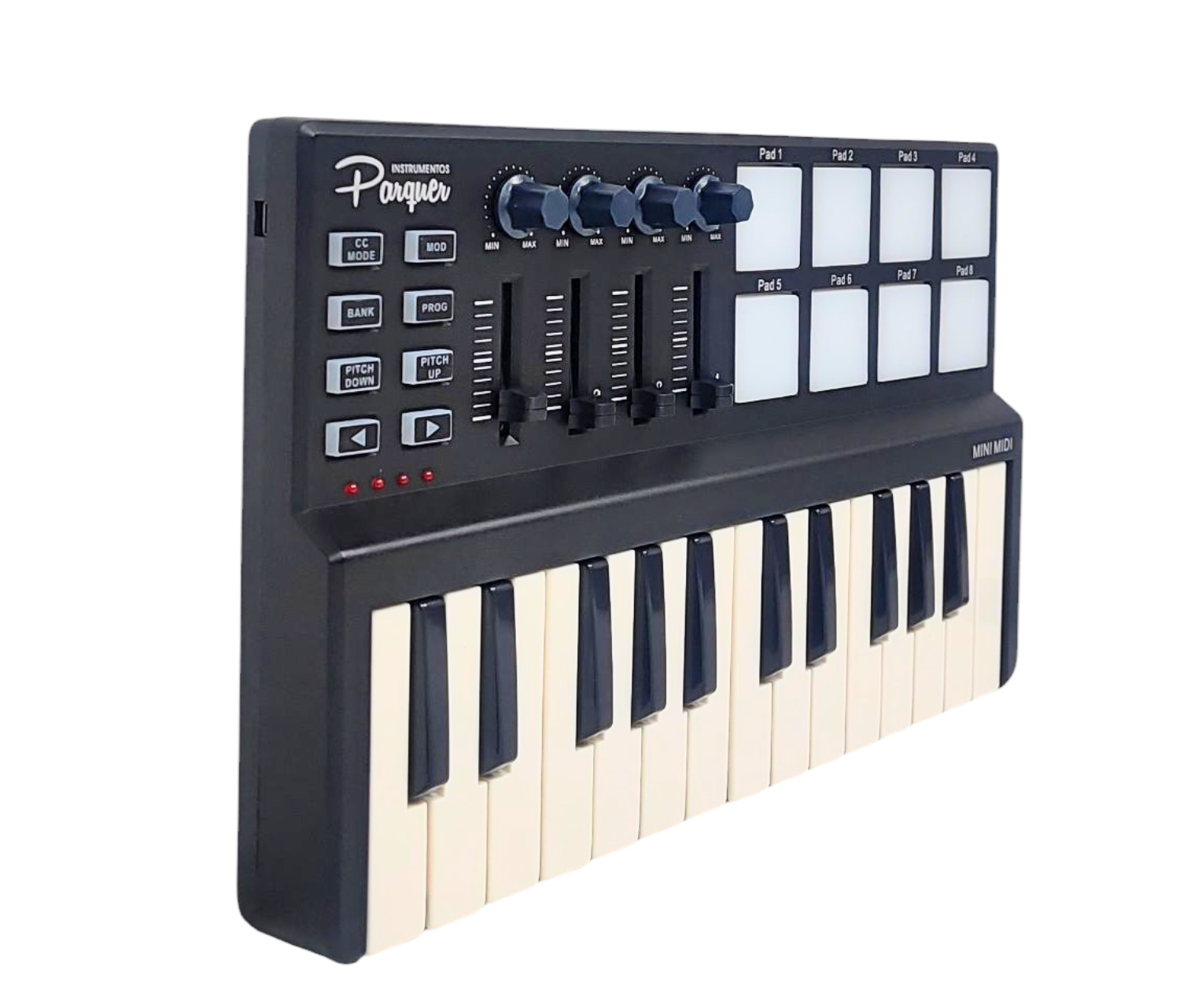 Controlador Mini Midi 25 Teclas 8 Pads Parquer C/ Faders