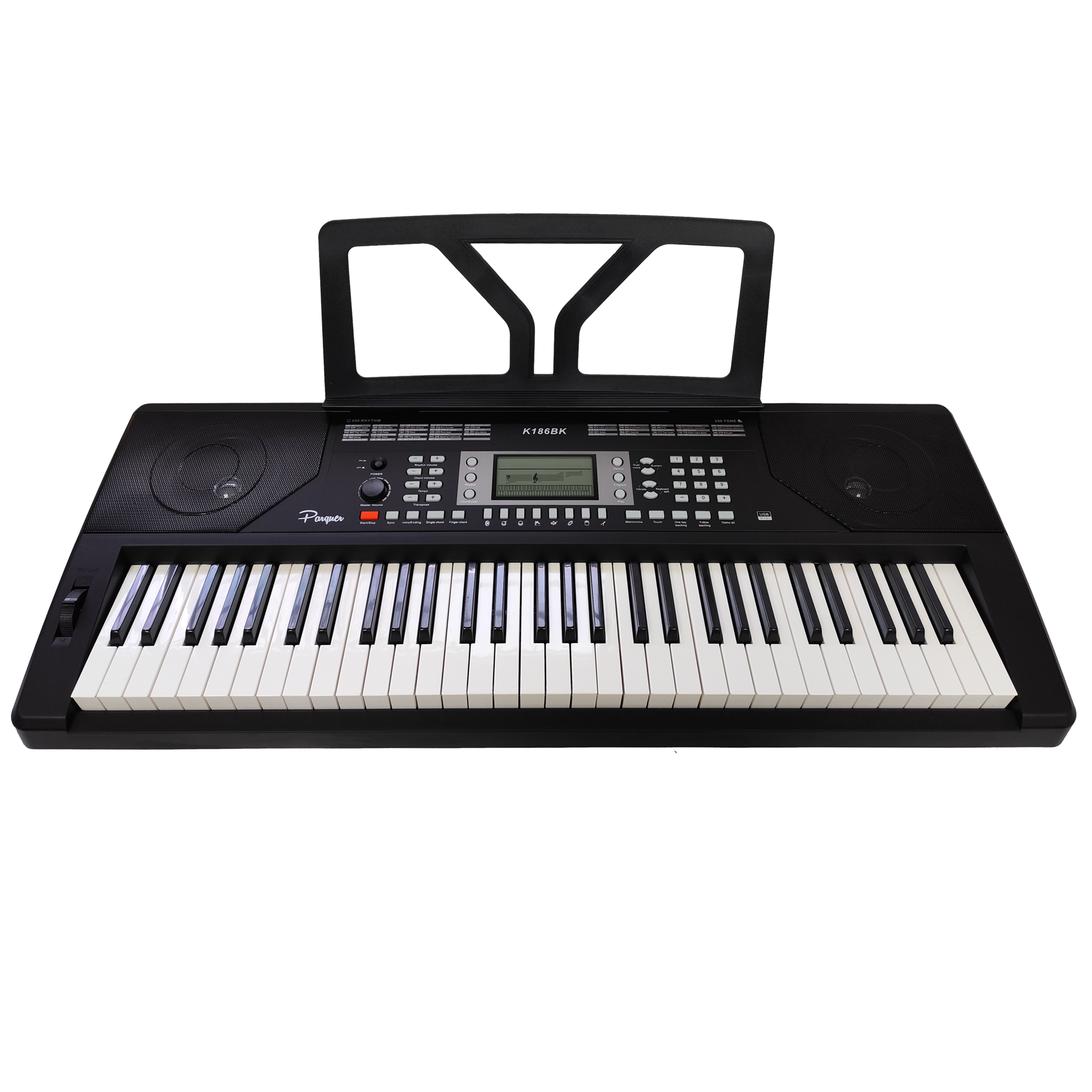 Teclado Parquer 5 Octavas 61 Teclas Sensitivo Negro K186bk