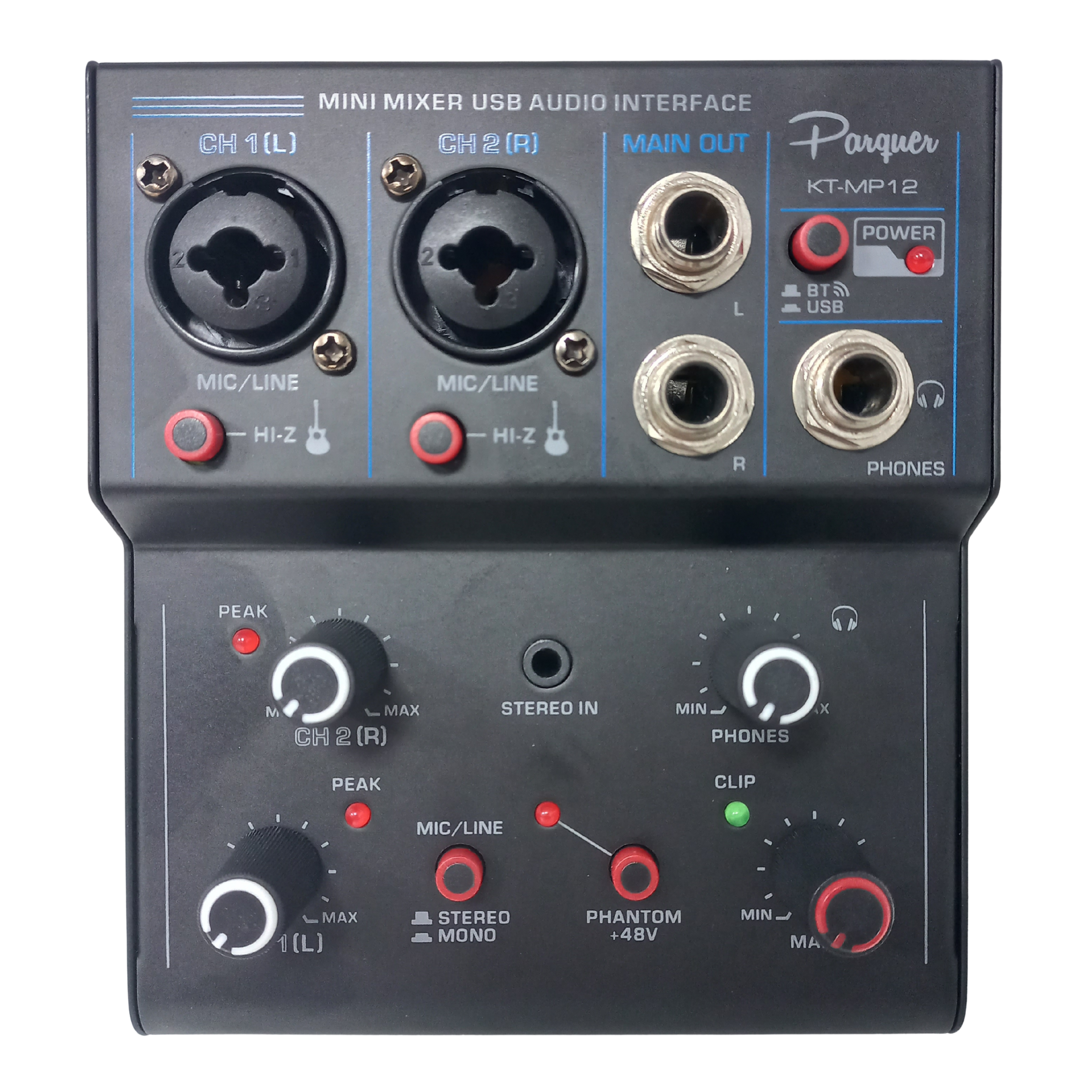 Consola Mixer Interfaz Parquer 3 Canales USB con Phantom