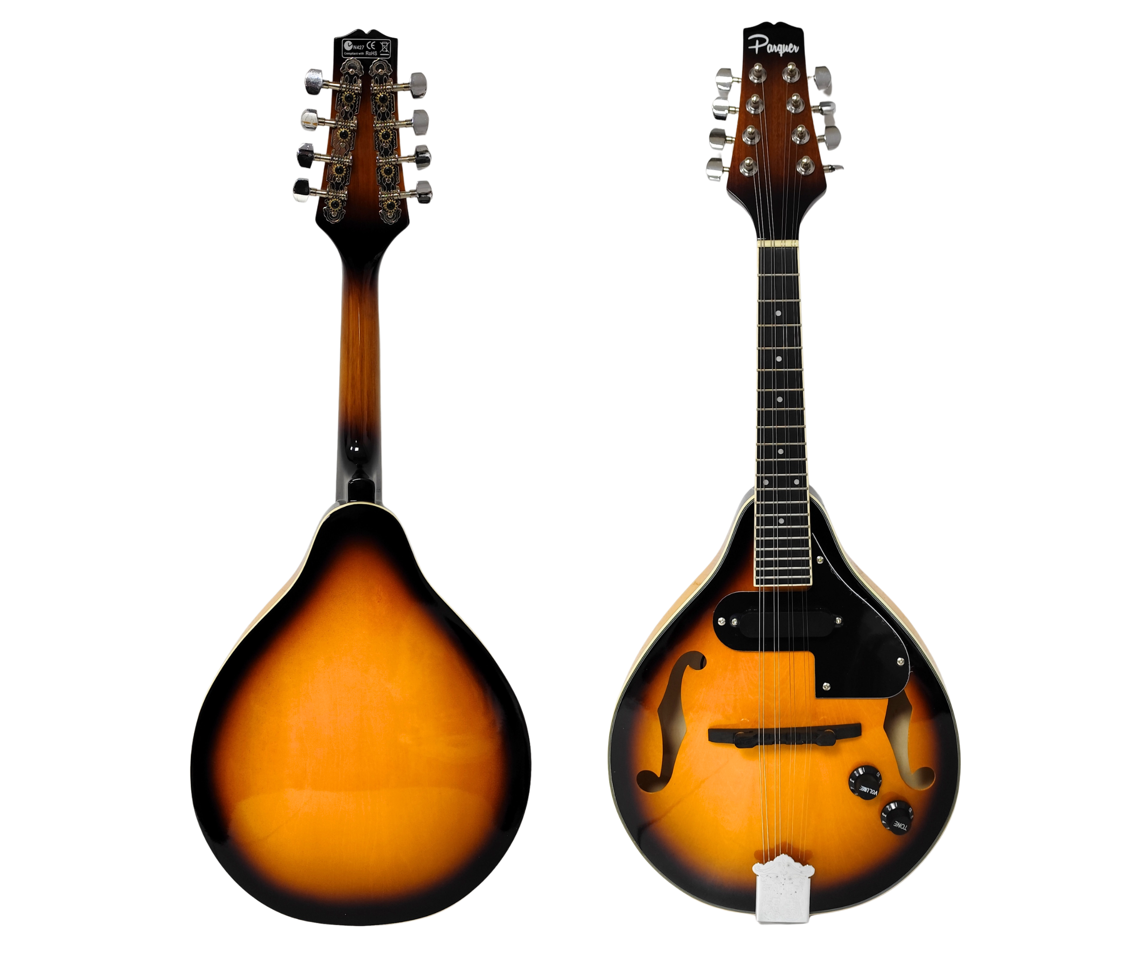 Mandolina Parquer Electroacústica Sunburst con Microfono - Imagen 3