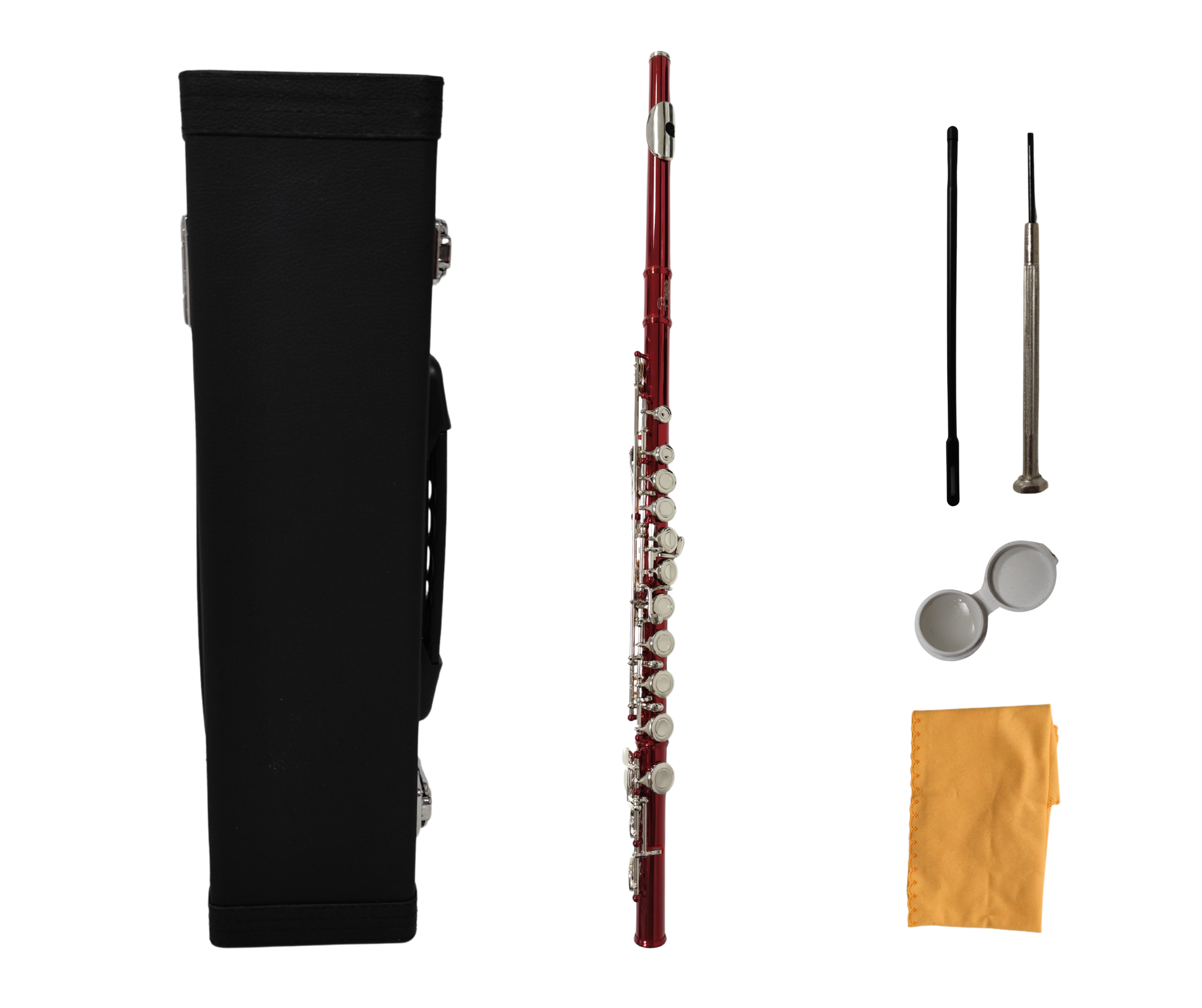 Flauta Traversa Roja Mi Partido Cerrada Parquer C/estuche