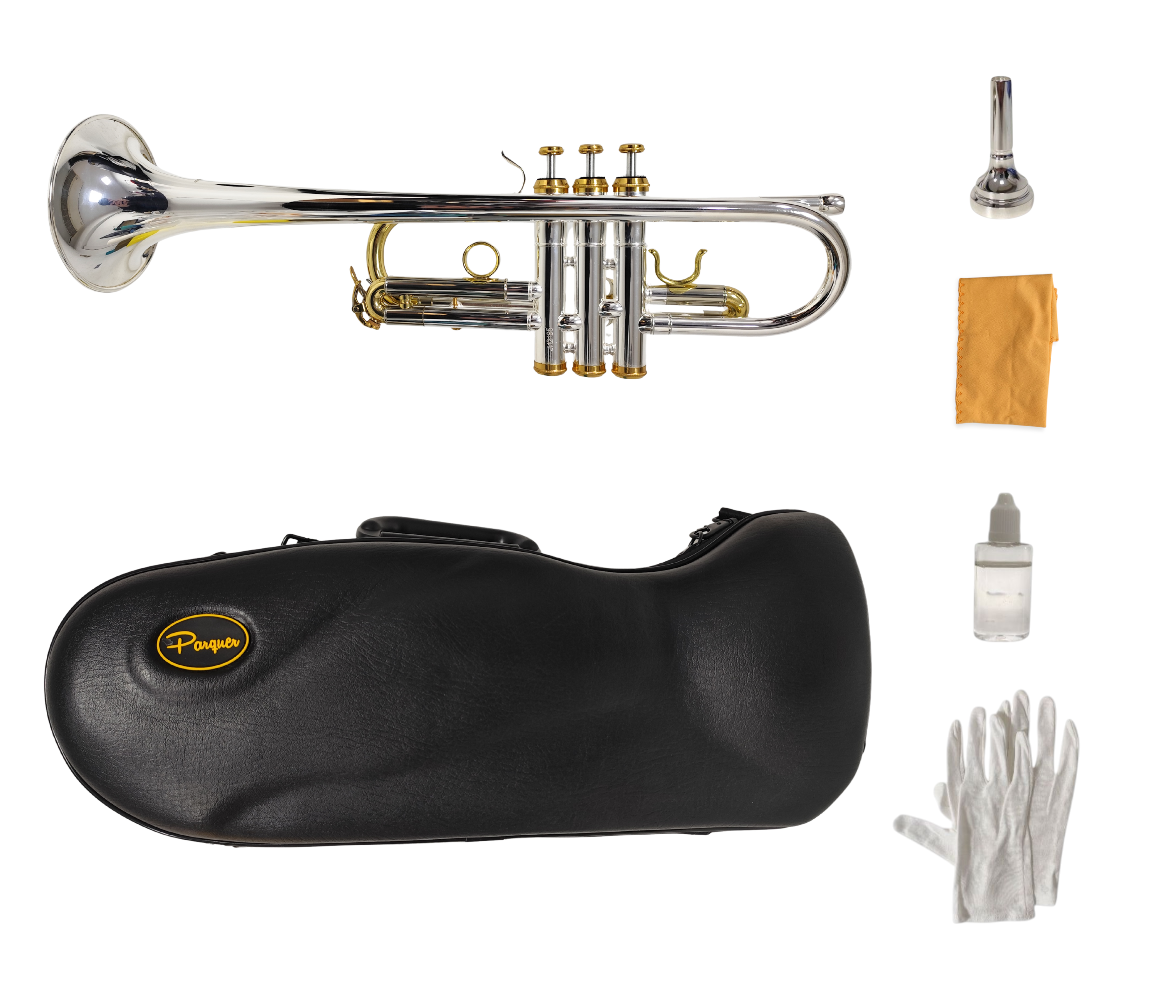 Trompeta Parquer en Do Plateada Dorada Estuche Envio Gratis