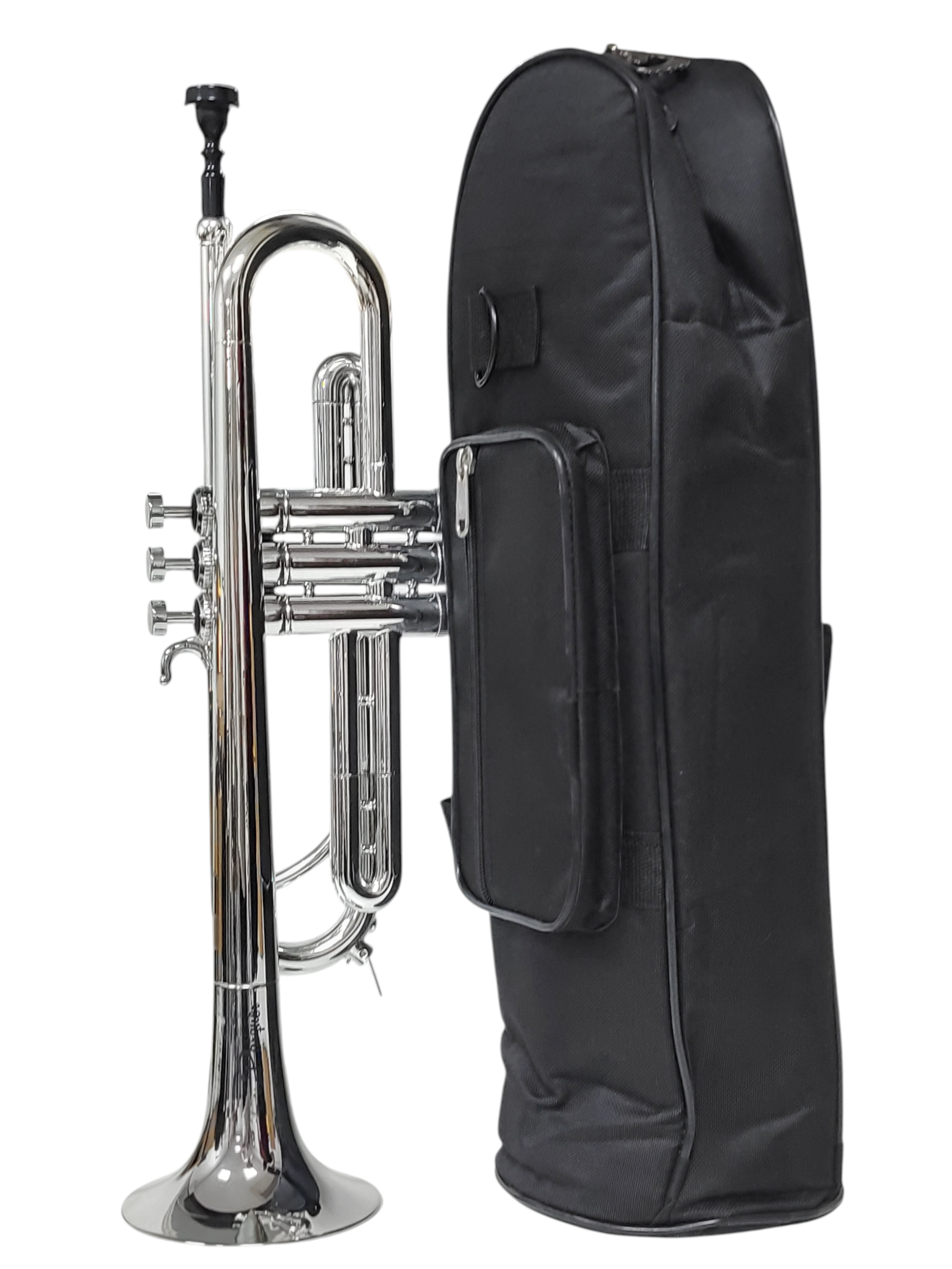 Trompeta Plástico Parquer Metalizada Plateada Bb con Funda