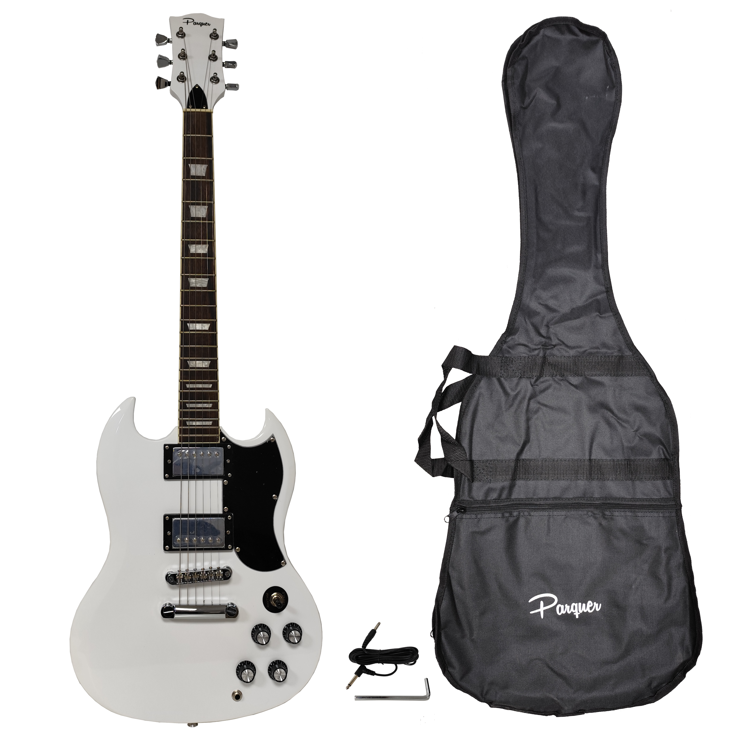 Guitarra Eléctrica Parquer Tipo Sg Blanca Sg100