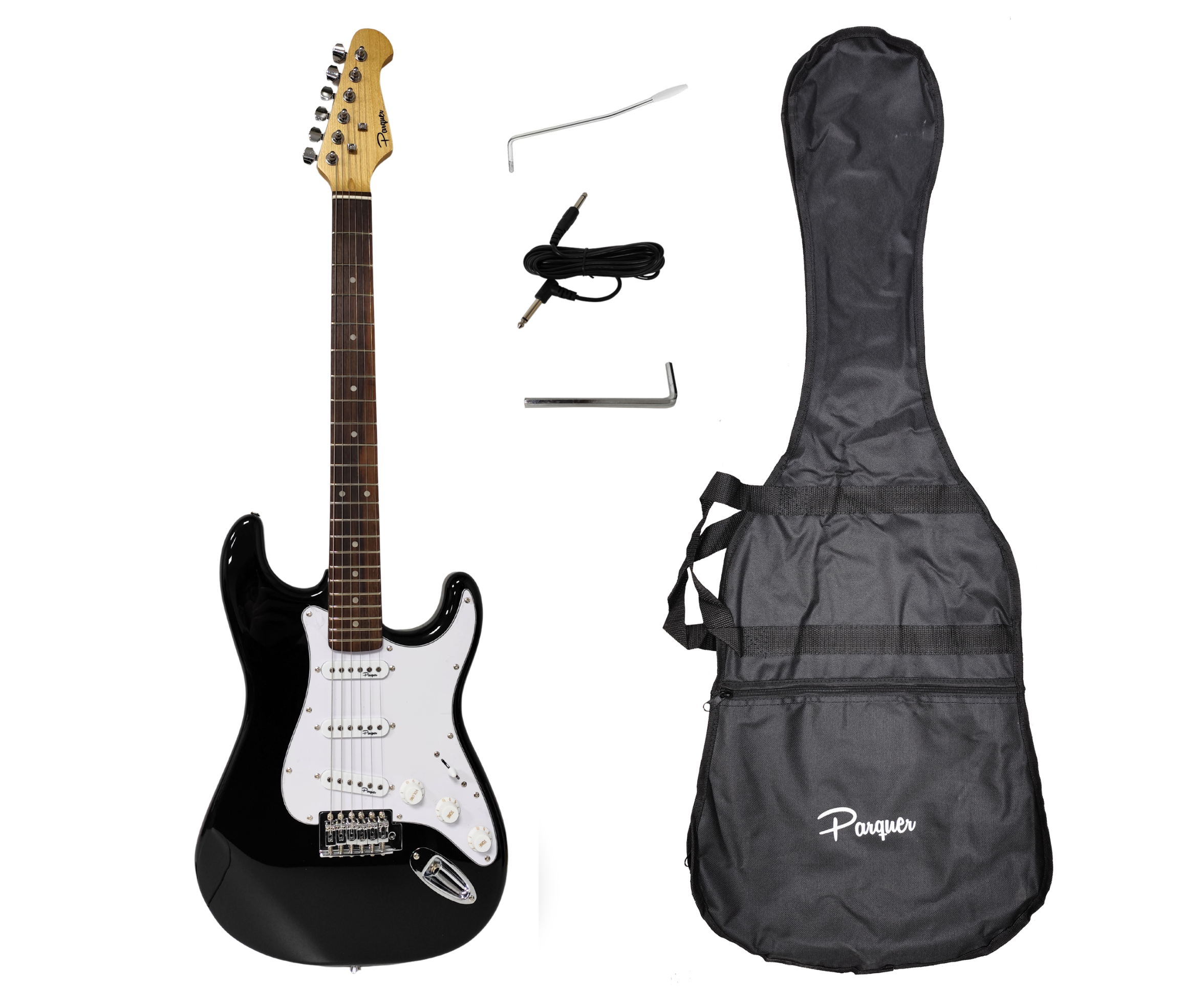 Guitarra Eléctrica Stratocaster Parquer Negra con Funda