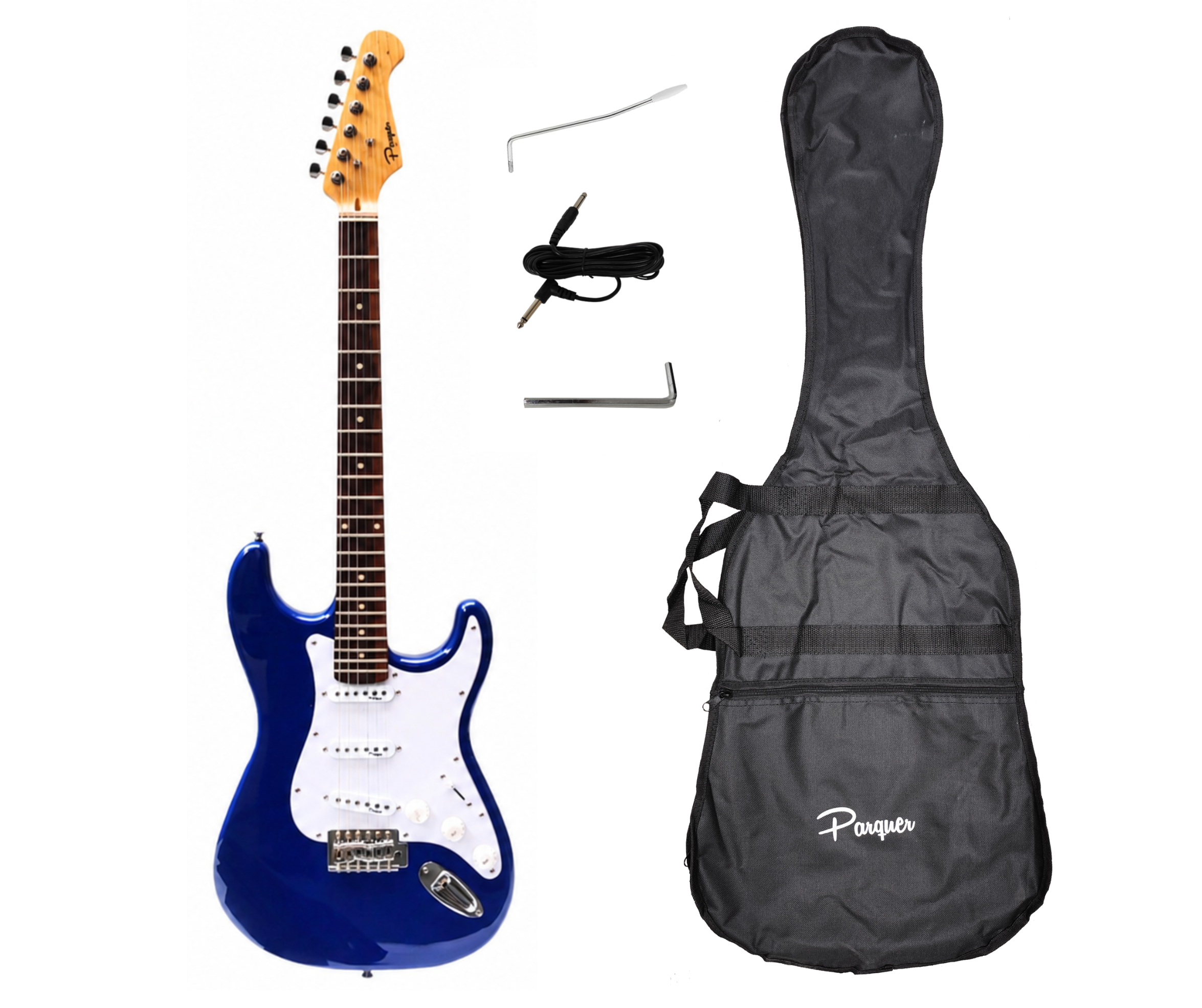Guitarra Eléctrica Stratocaster Parquer Azul Con Funda