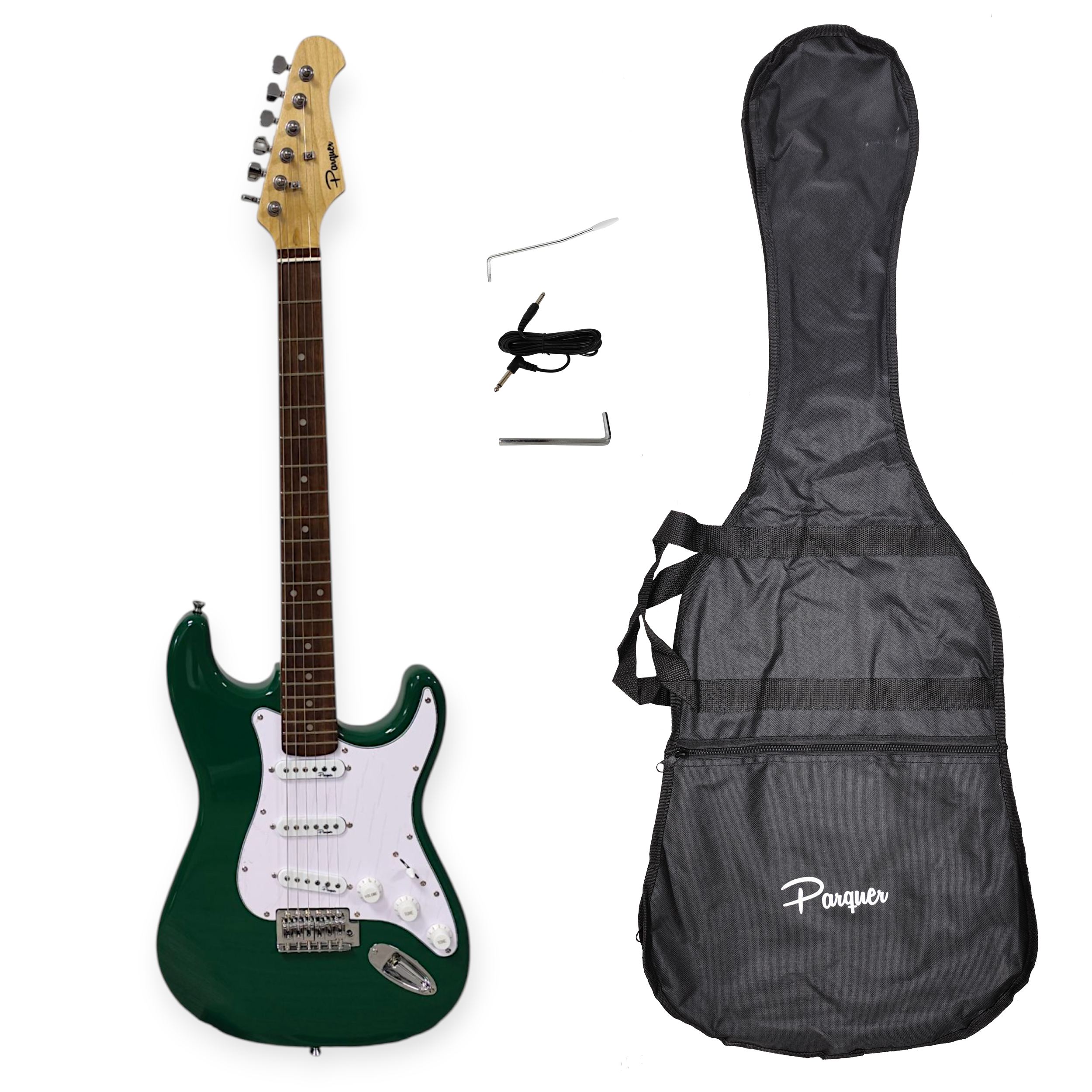 Guitarra Eléctrica Stratocaster Parquer Verde Con Funda