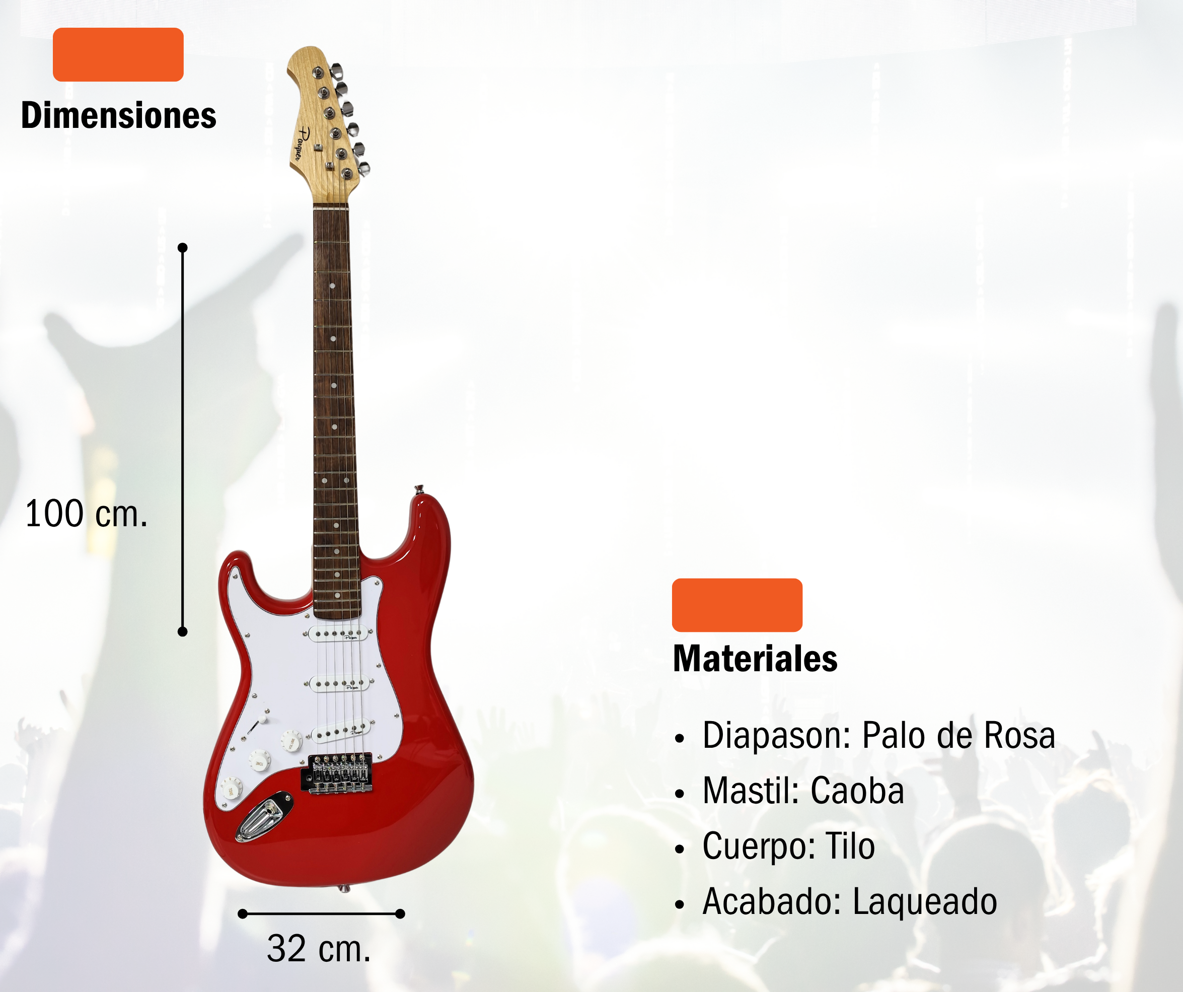 Guitarra Eléctrica Stratocaster Parquer Para Zurdos con Funda - Imagen 3