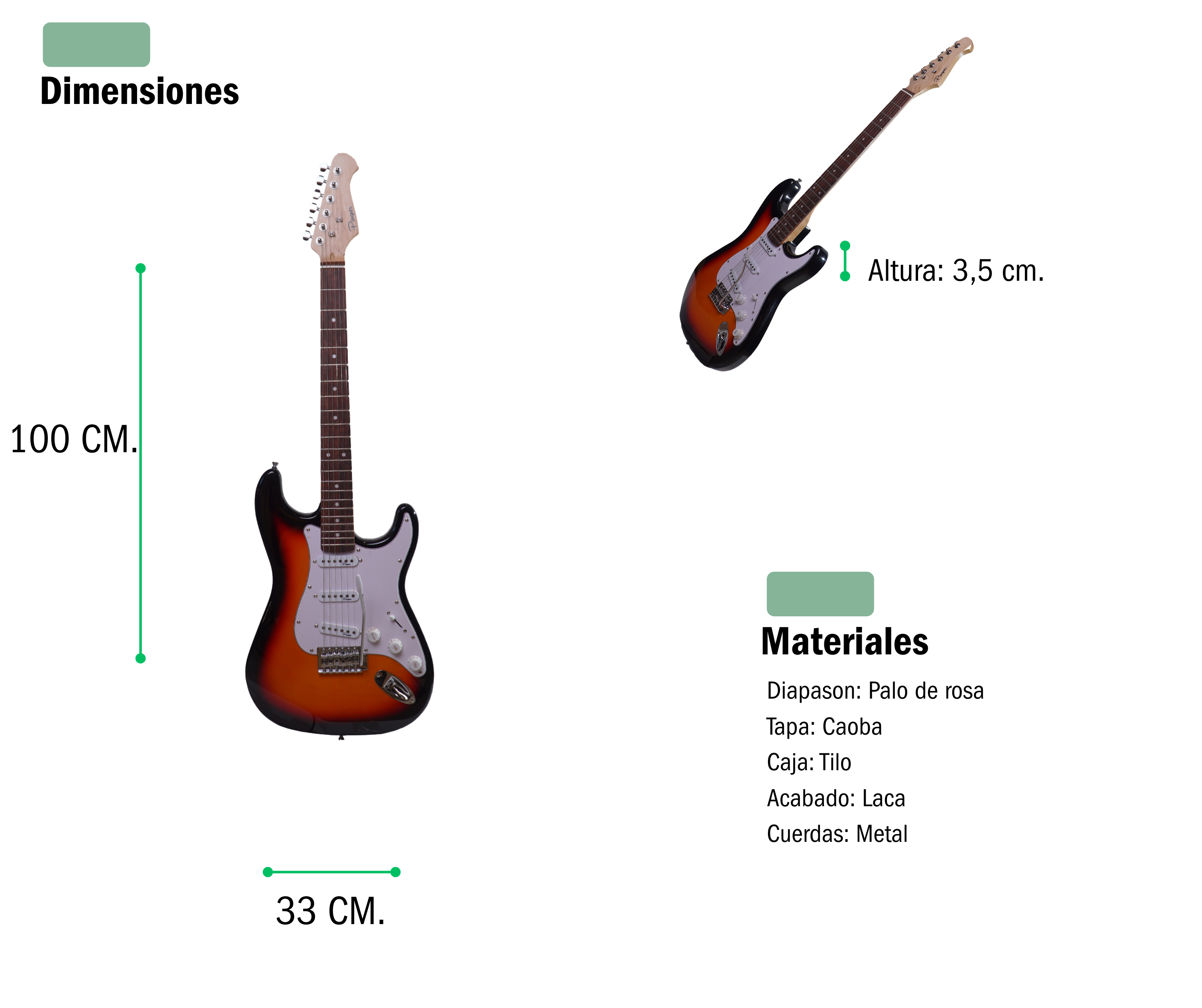 Guitarra Eléctrica Stratocaster Parquer Sunburst con Funda - Imagen 4