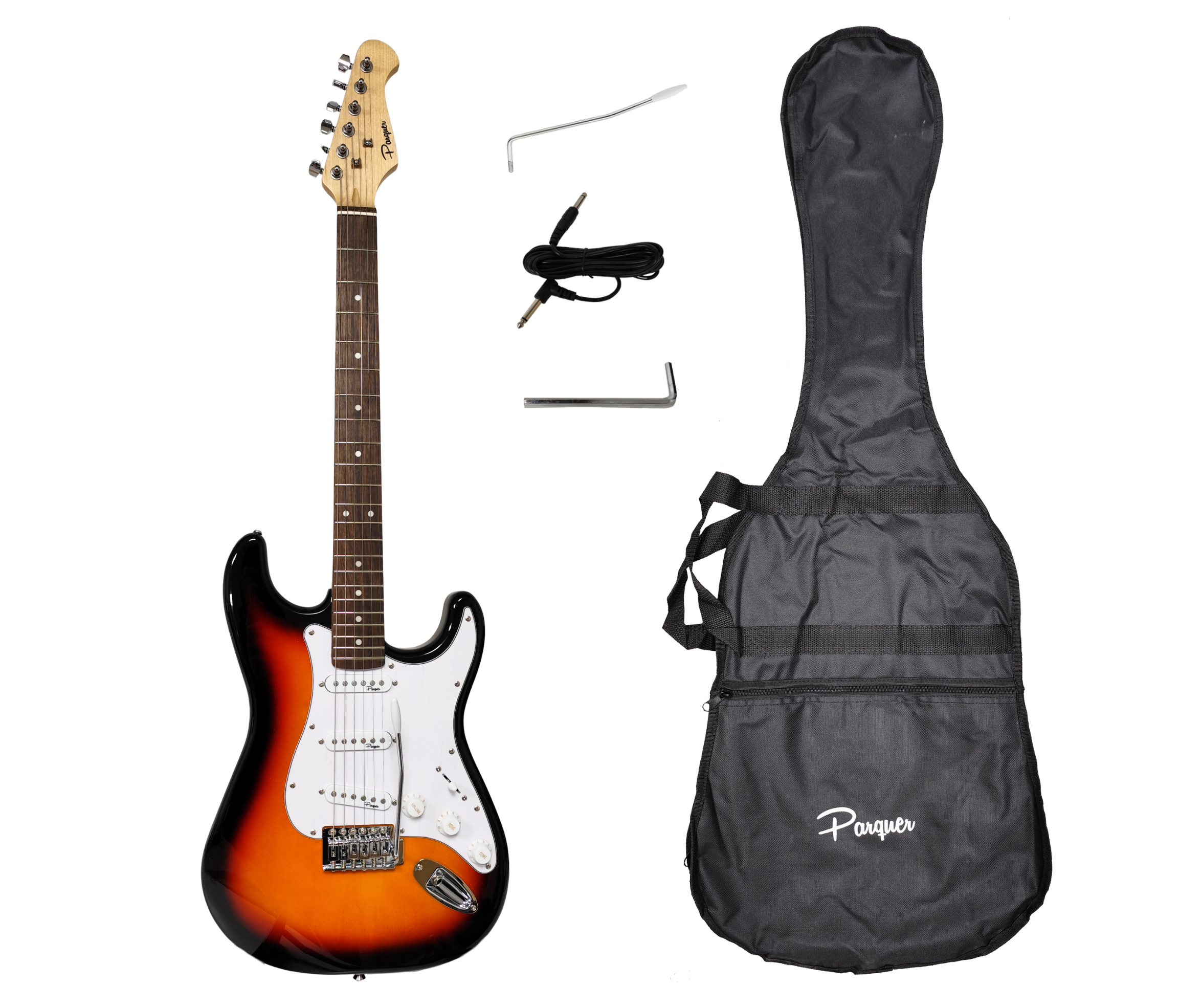 Guitarra Eléctrica Stratocaster Parquer Sunburst con Funda
